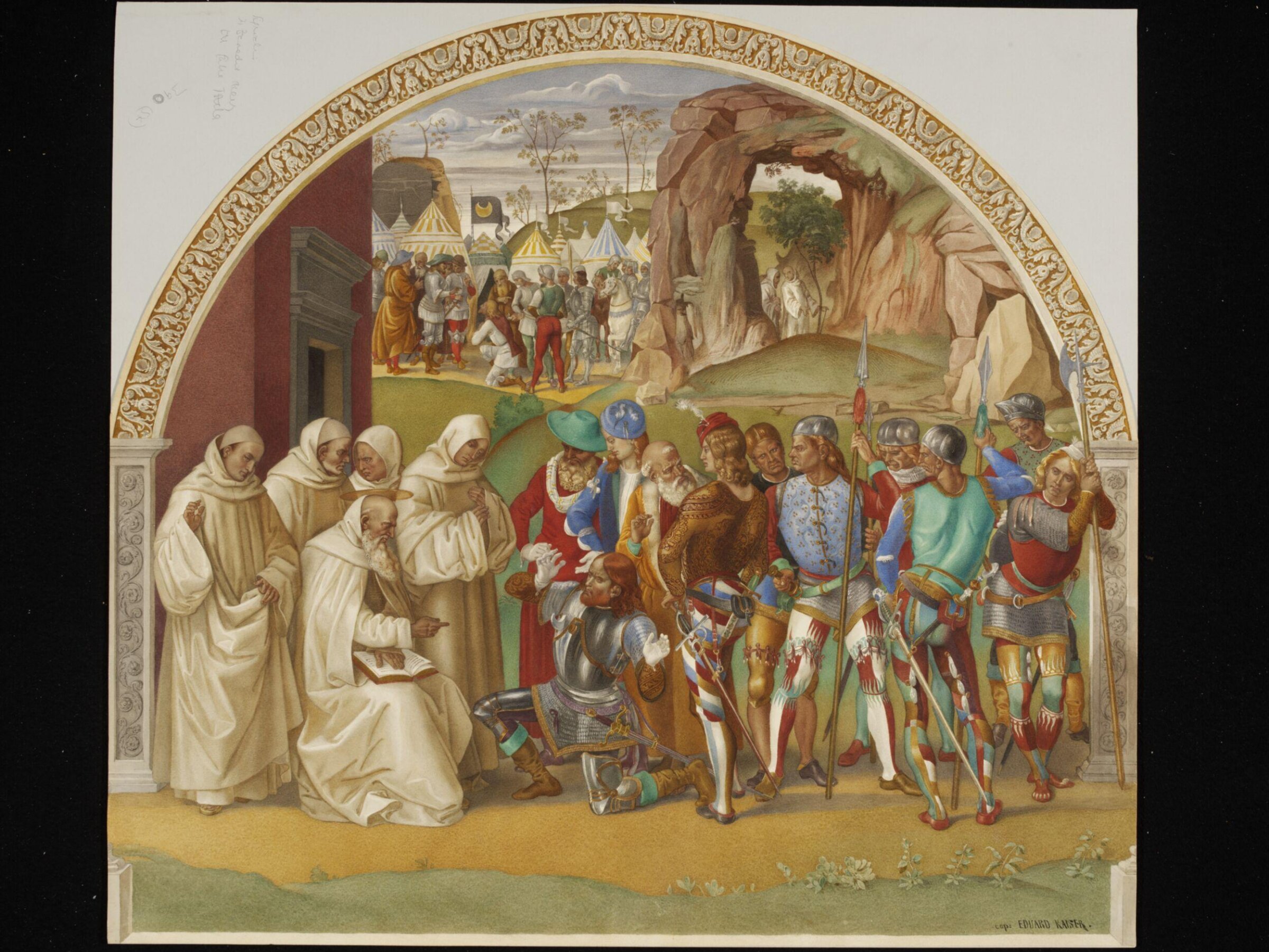 St Benedict and the False King Totila, Edward Kaiser, 1872