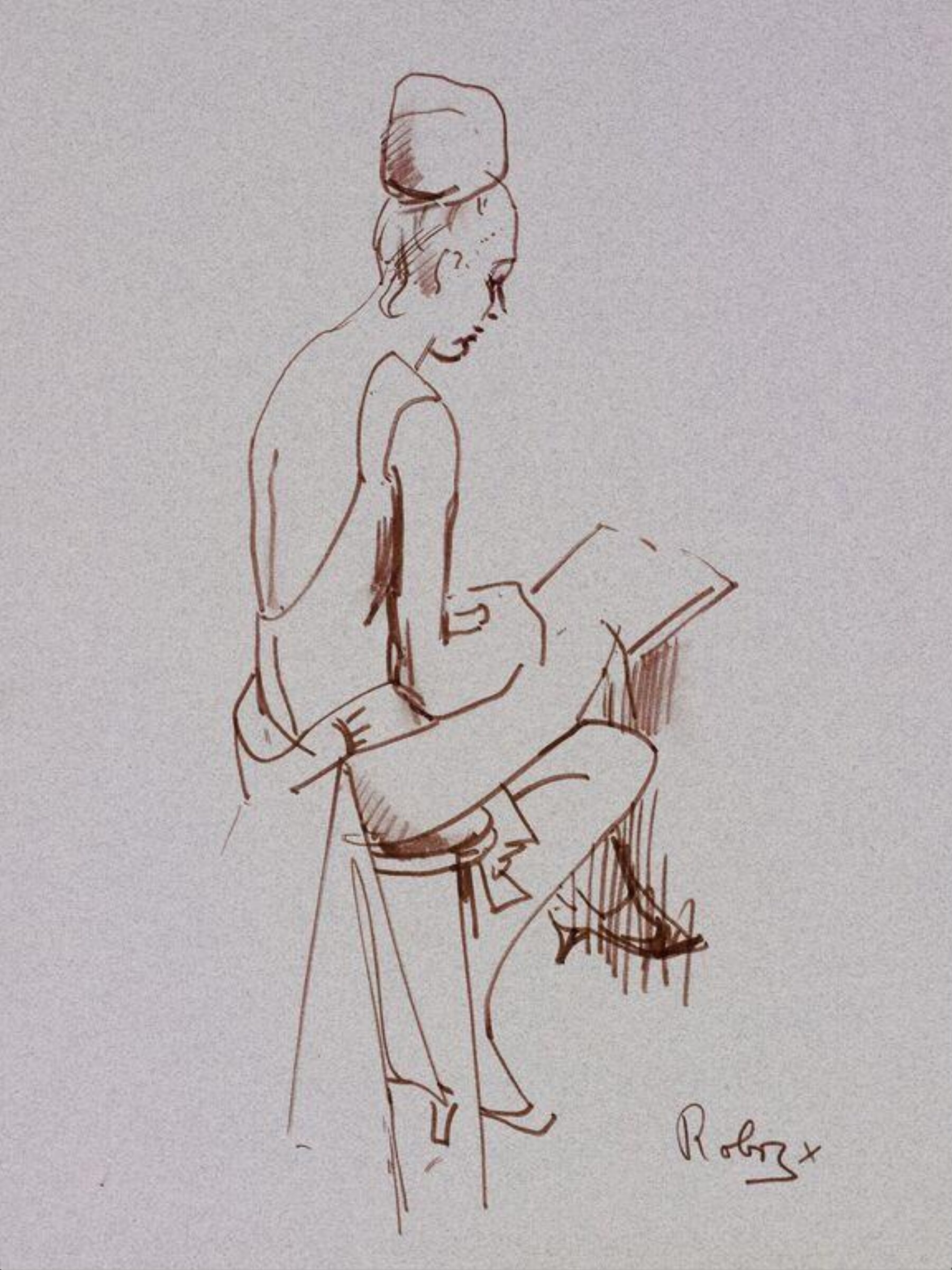 Seated girl resting backstage at the Windmill Theatre, Zsuzsi Roboz, 1964
