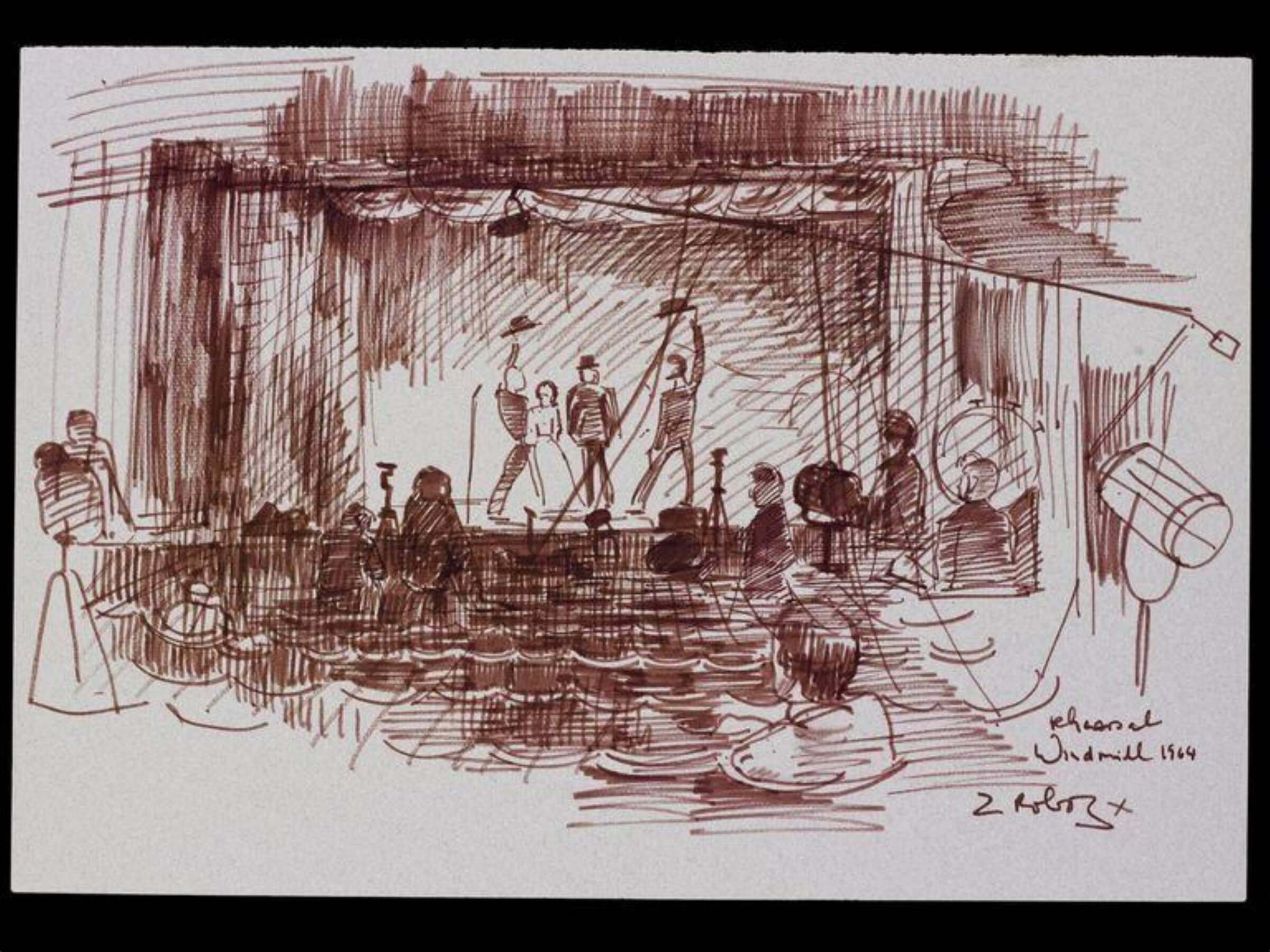 Film rehearsal at the Windmill Theatre, Zsuzsi Roboz, 1964
