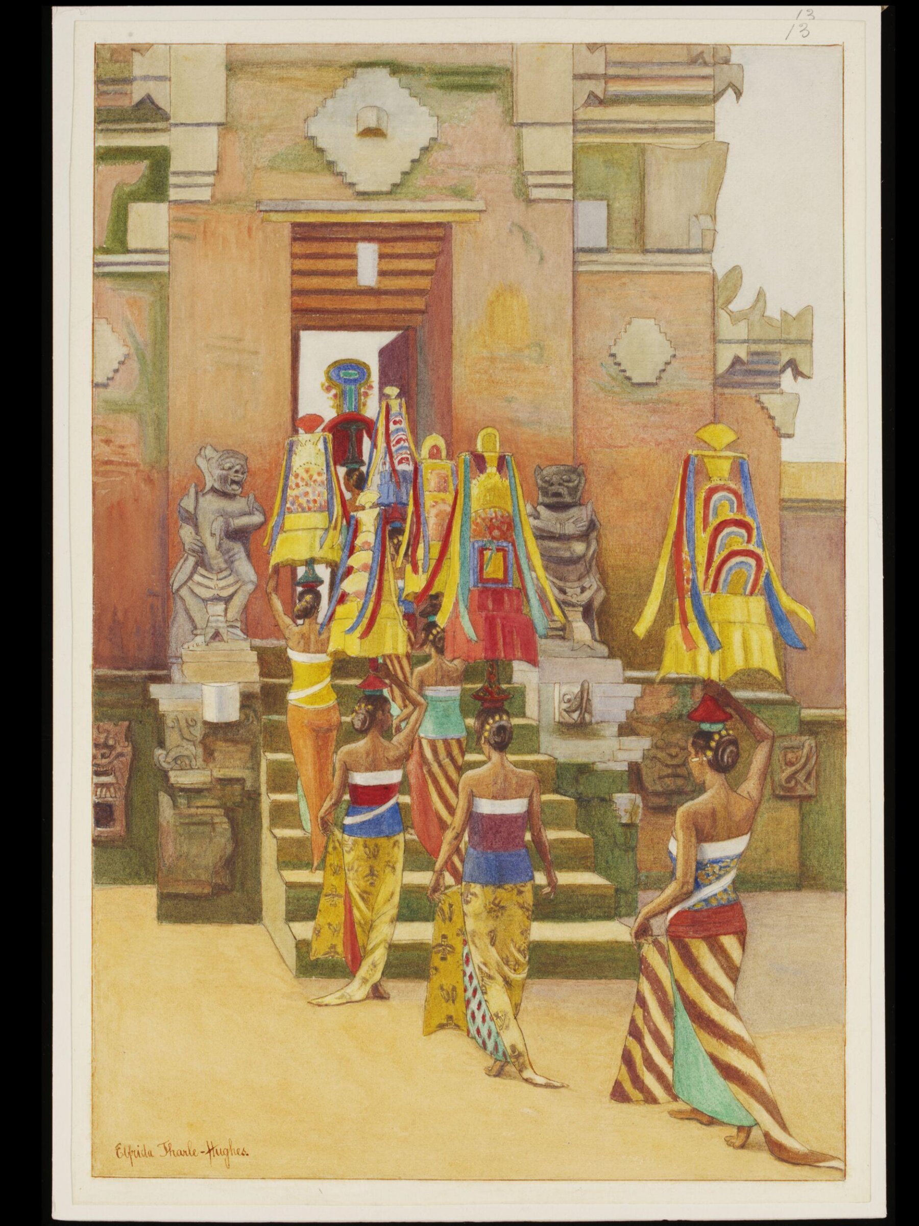 Procession for Holy Water returning to the Poeri, Elfrida Tharle-Hughes, 1923