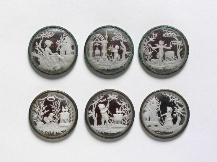 Six buttons with pastoral scenes top image