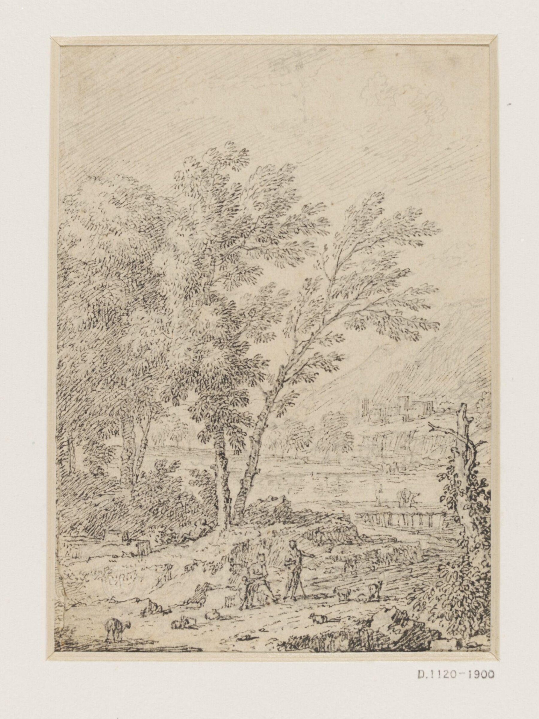 Landscape with a Herdsman, His Family and Flock, Jan van Huijsum