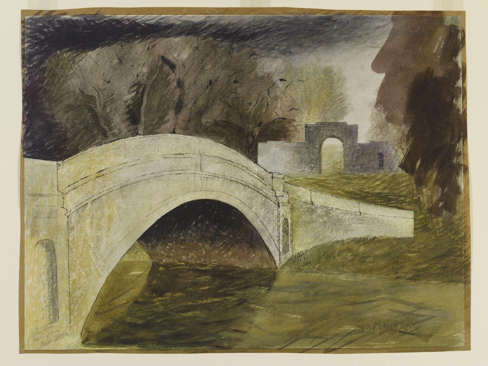 The Bridge at Tyringham, Buckinghamshire, John Piper, April 1940