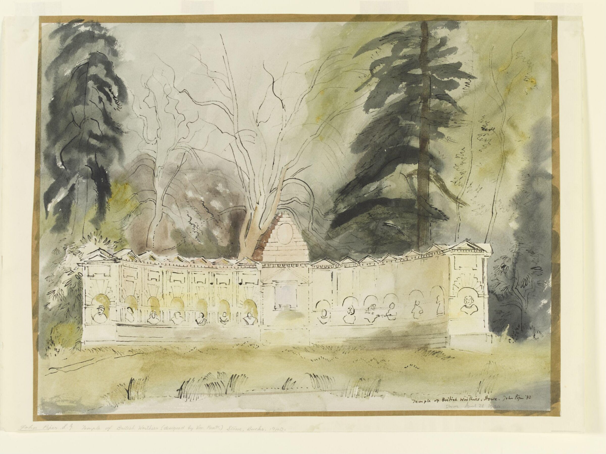 The Temple of British Worthies, Stowe, Gloucestershire, John Piper, 21/04/1940