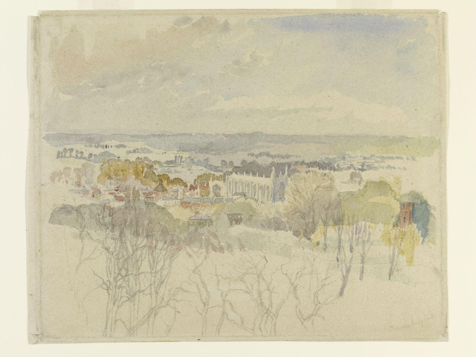 Eton Chapel from Windsor, Jean Inglis, ca.1940