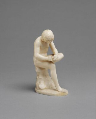 boy extracting thorn from his foot, Richard Cockle Lucas, ca. 1840 - ca. 1865