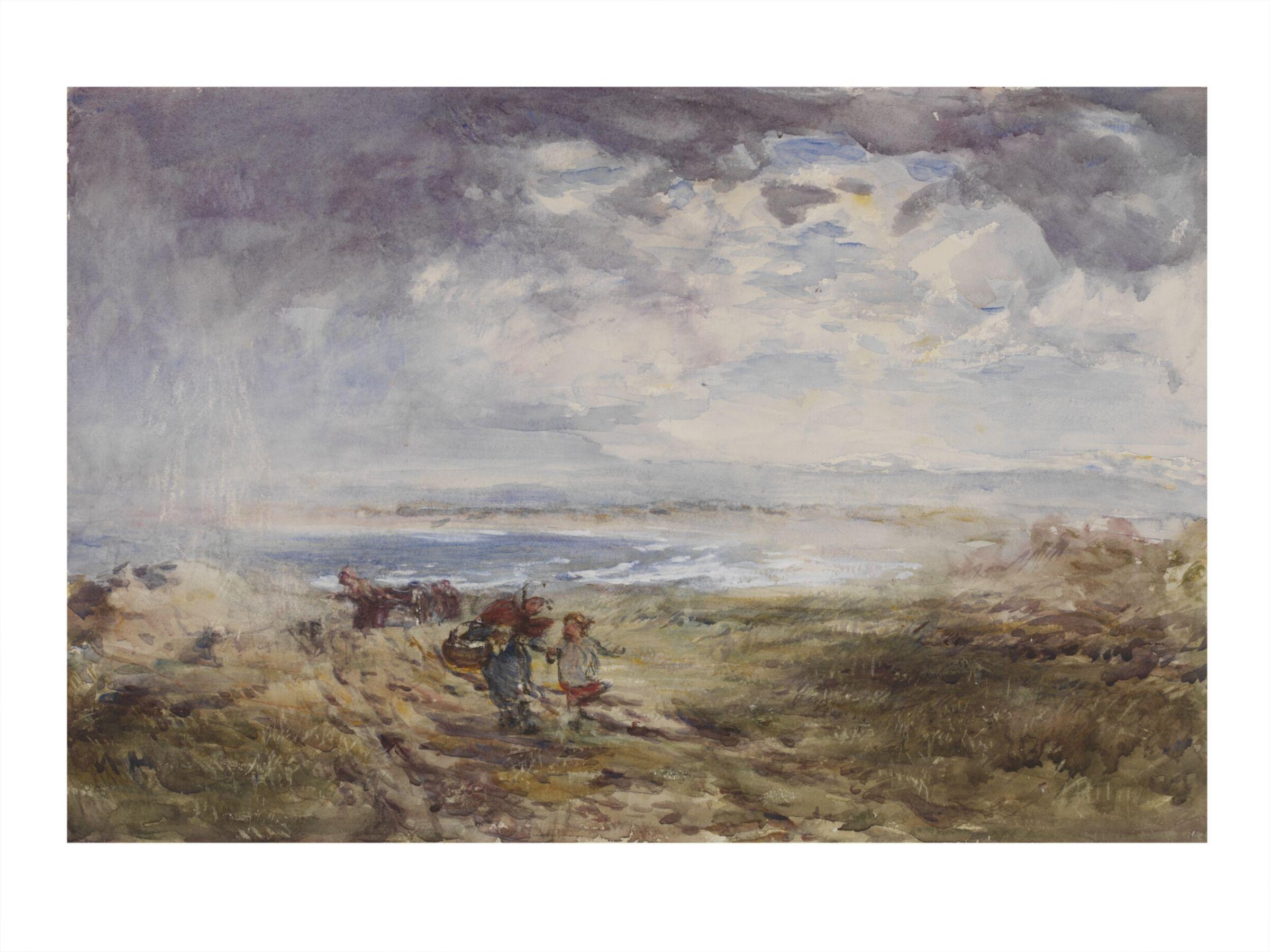 On the Scottish Shore, Coast Scene with Figures, William McTaggart, late 19th century