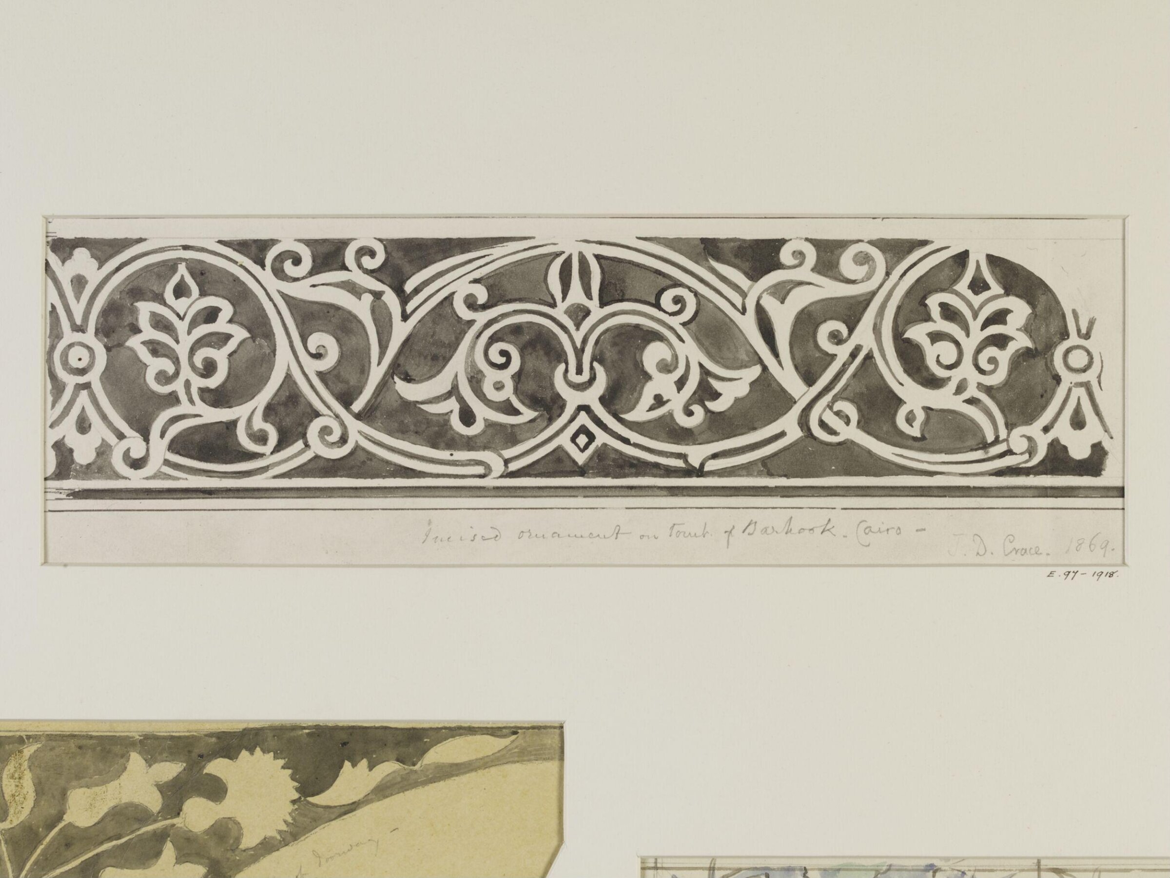 Border ornament from the tomb of Barkook, John Dibblee Crace, 1869