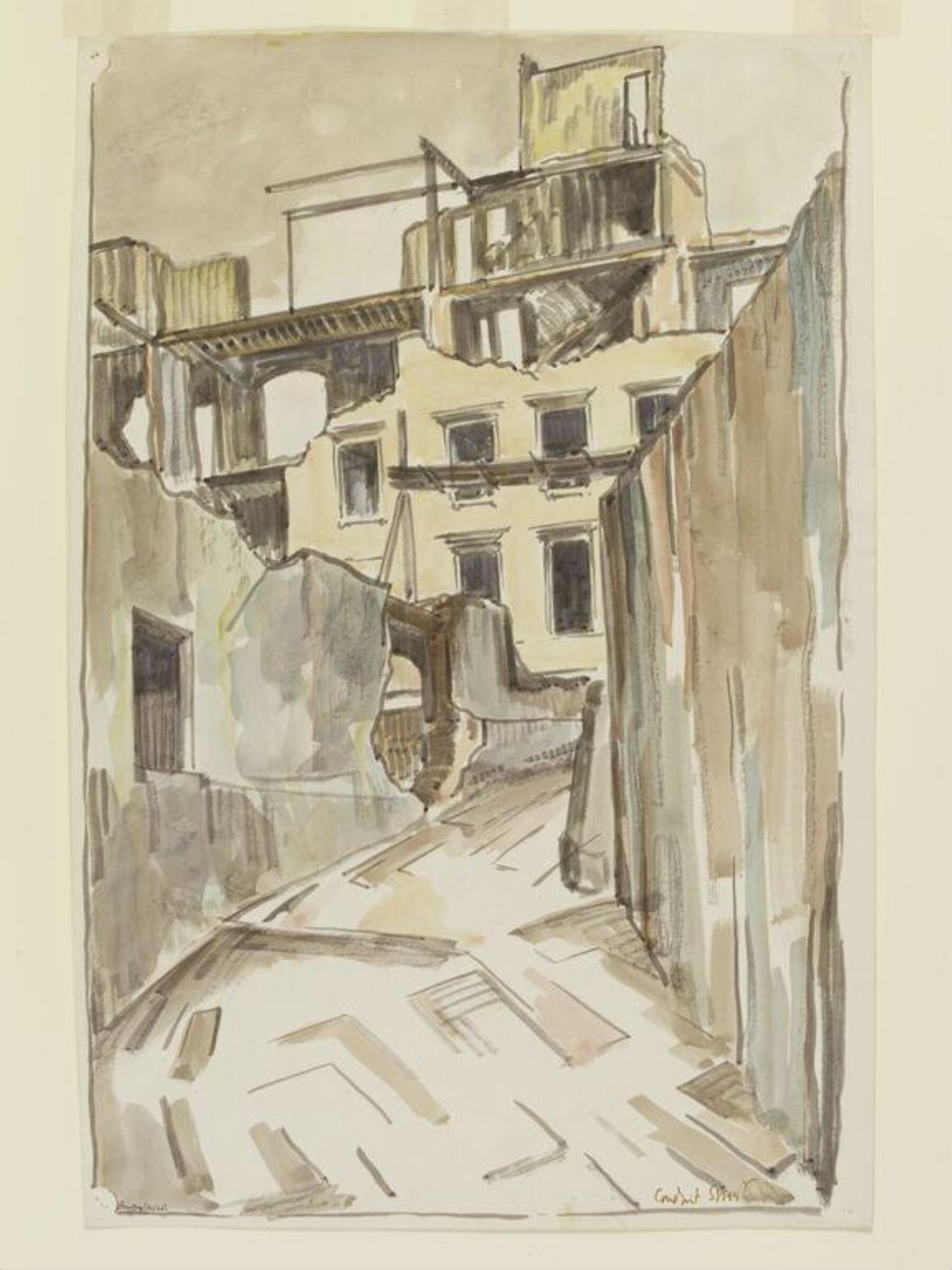Conduit Street, corner of Saville Row, after bombing, Lousada, 1941