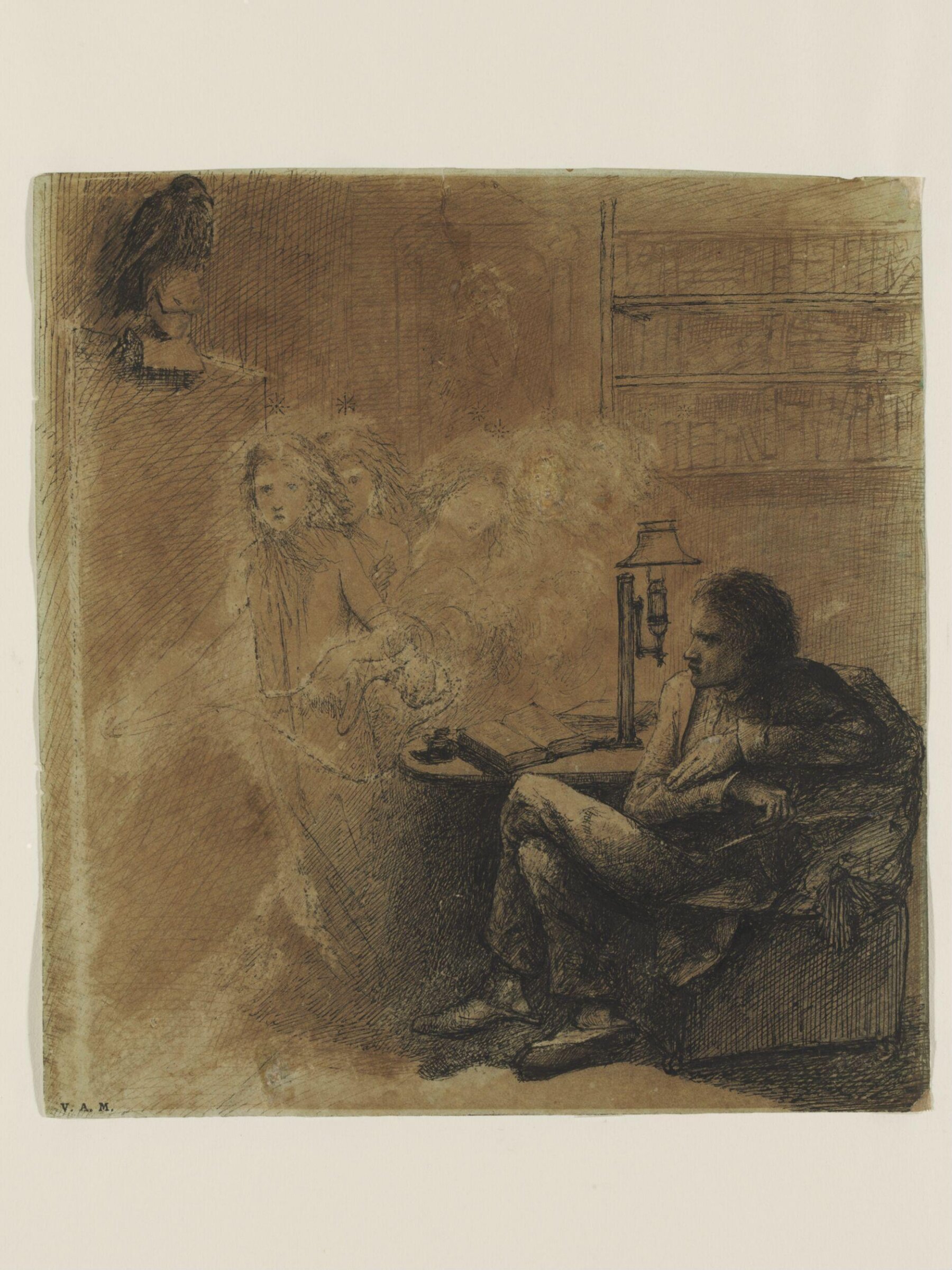 The Raven, Dante Gabriel Rossetti, ca. 1848