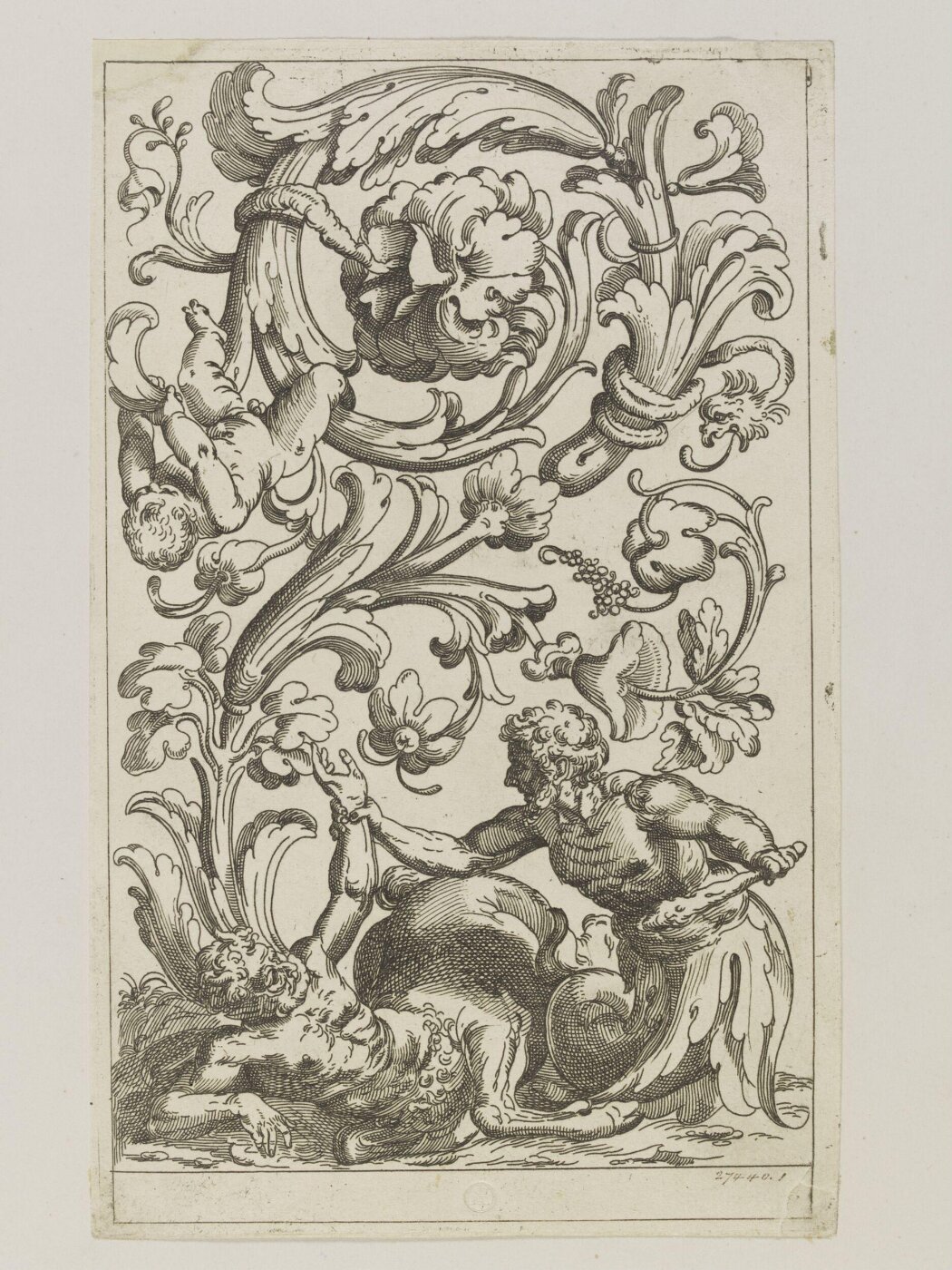 Unknown, Plate from a suite of reverse copies after 10 Verticle Grotesques by Giancarli.