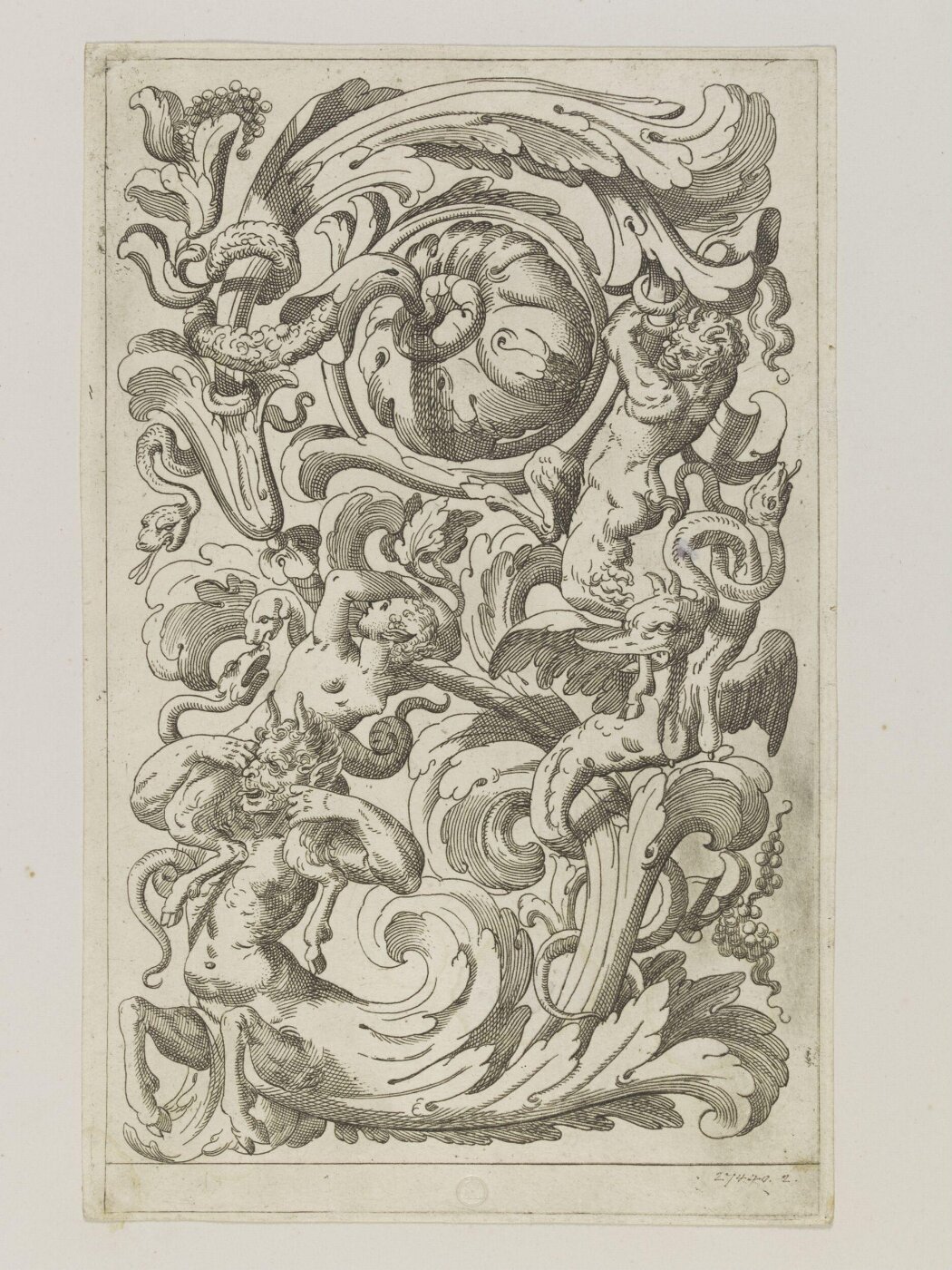 Unknown, Plate from a suite of reverse copies after 10 Verticle Grotesques by Giancarli.