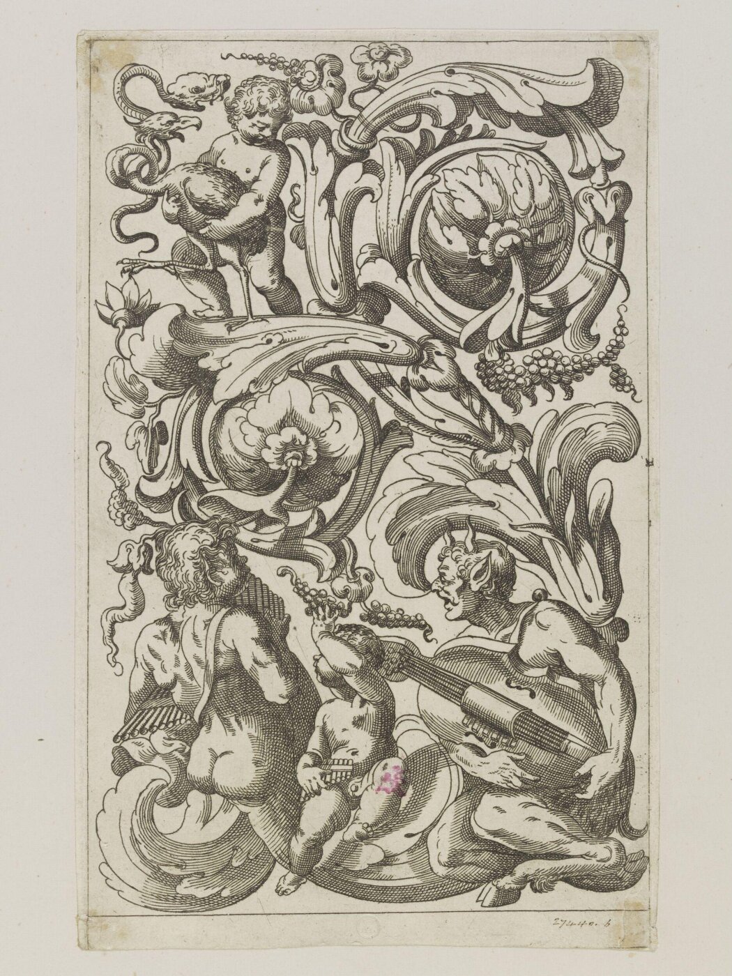 Unknown, Plate from a suite of reverse copies after 10 Verticle Grotesques by Giancarli.