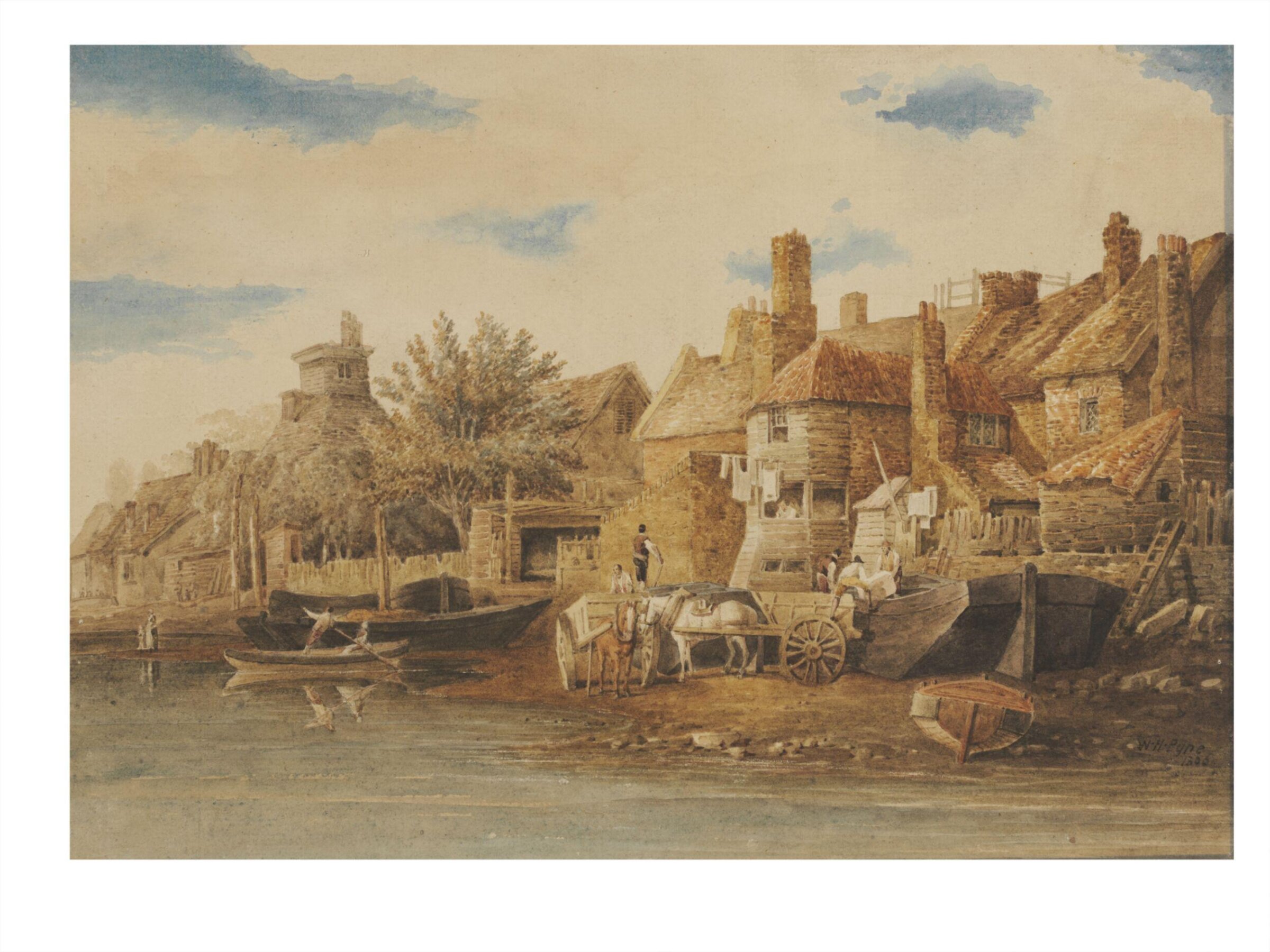 Fishermen's Houses by the Thames at Lambeth, William Henry Pyne, 1806