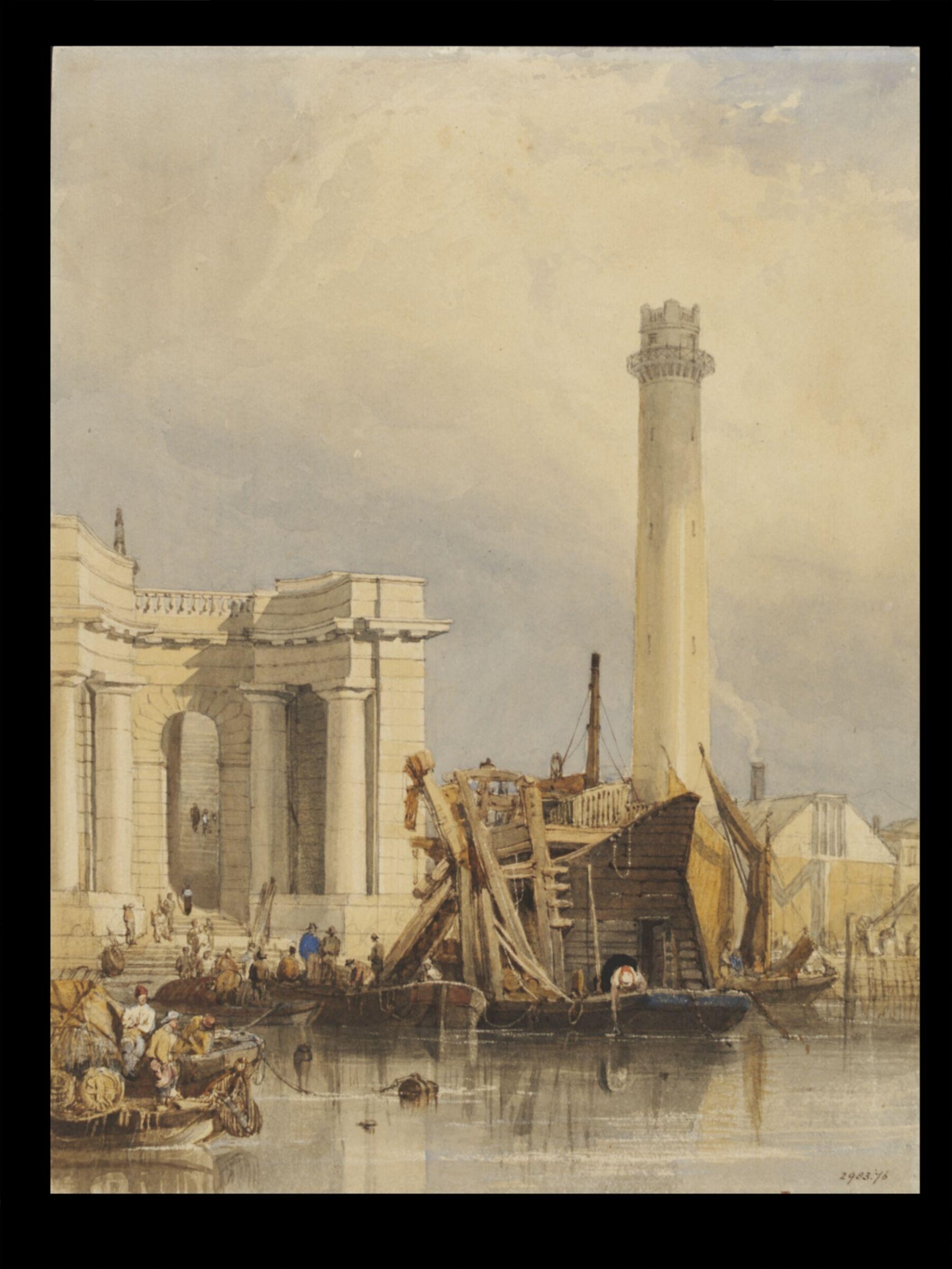 Waterloo Bridge and Shot Tower, Stanfield, ca. 1832