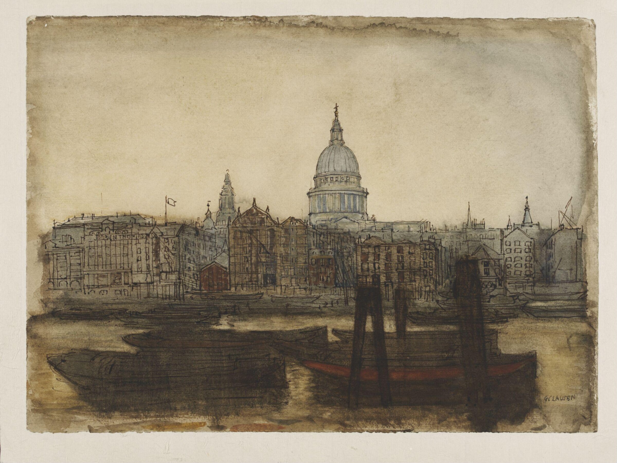 St. Paul's Cathedral from the River Thames, George Clausen, 1852-1944