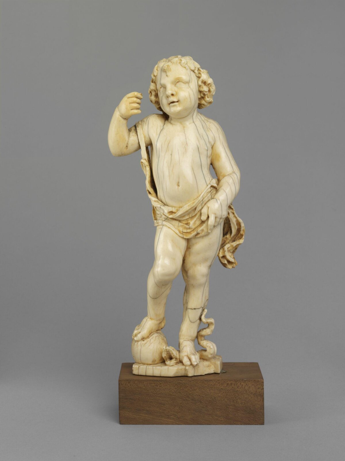 Putto standing on a globe with a serpent (Christ Child), ca. 1650