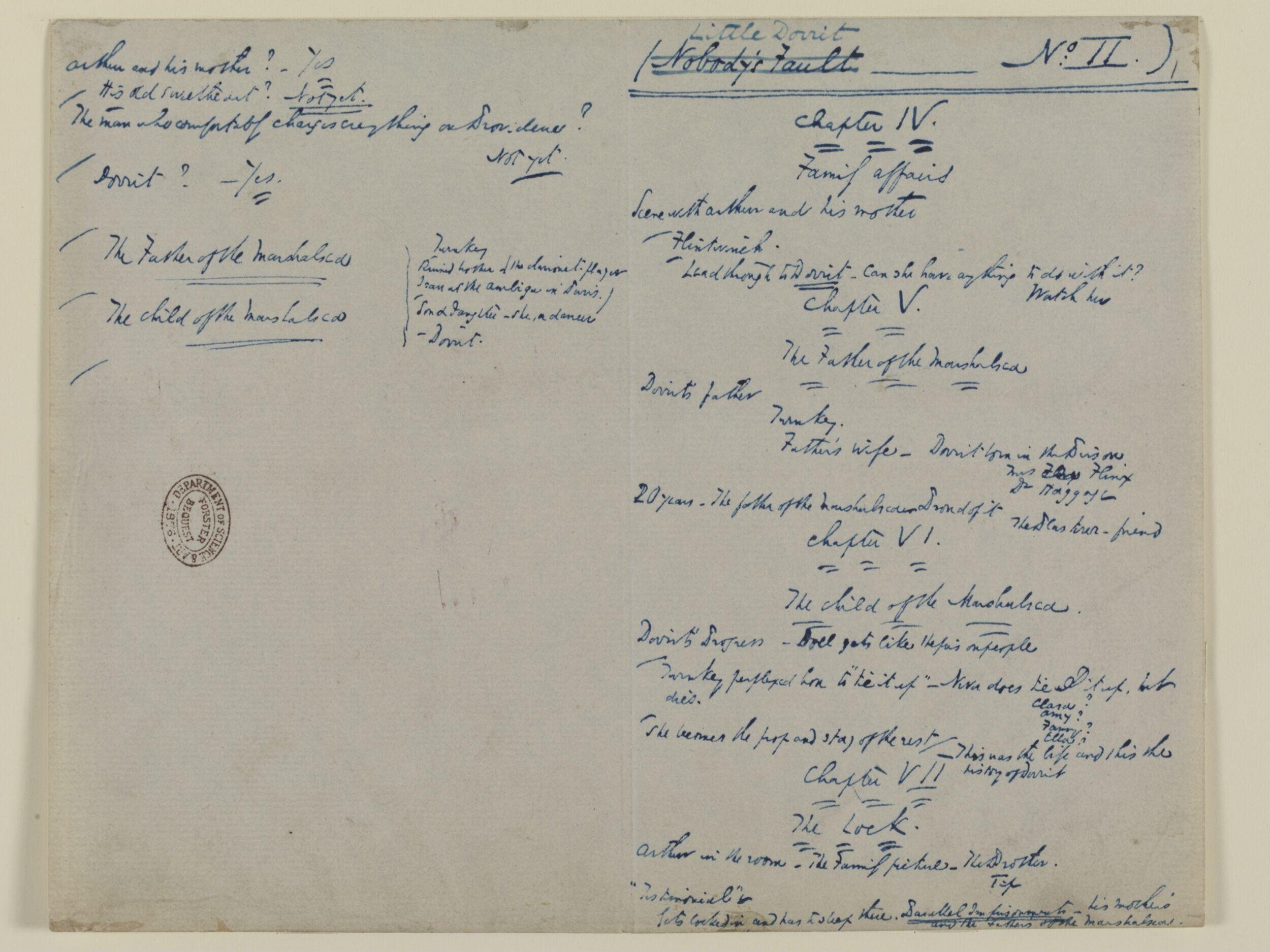 Original manuscript of Little Dorrit, by Charles Dickens, vol. 1