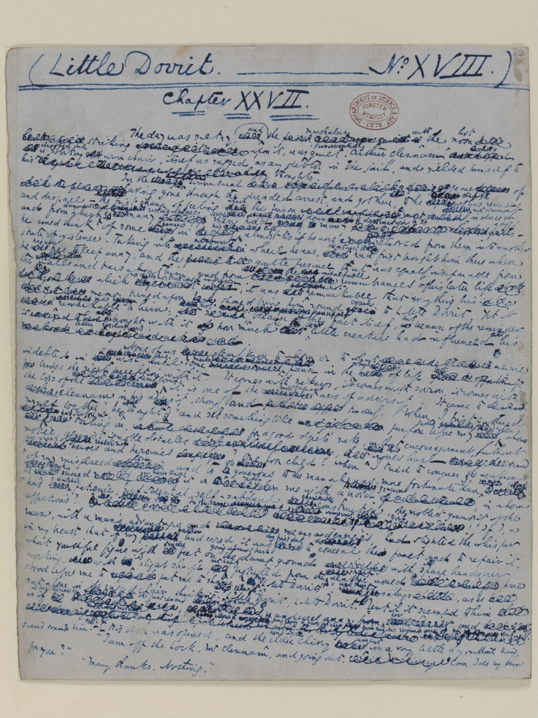 Original manuscript of Little Dorrit, by Charles Dickens, vol. 8