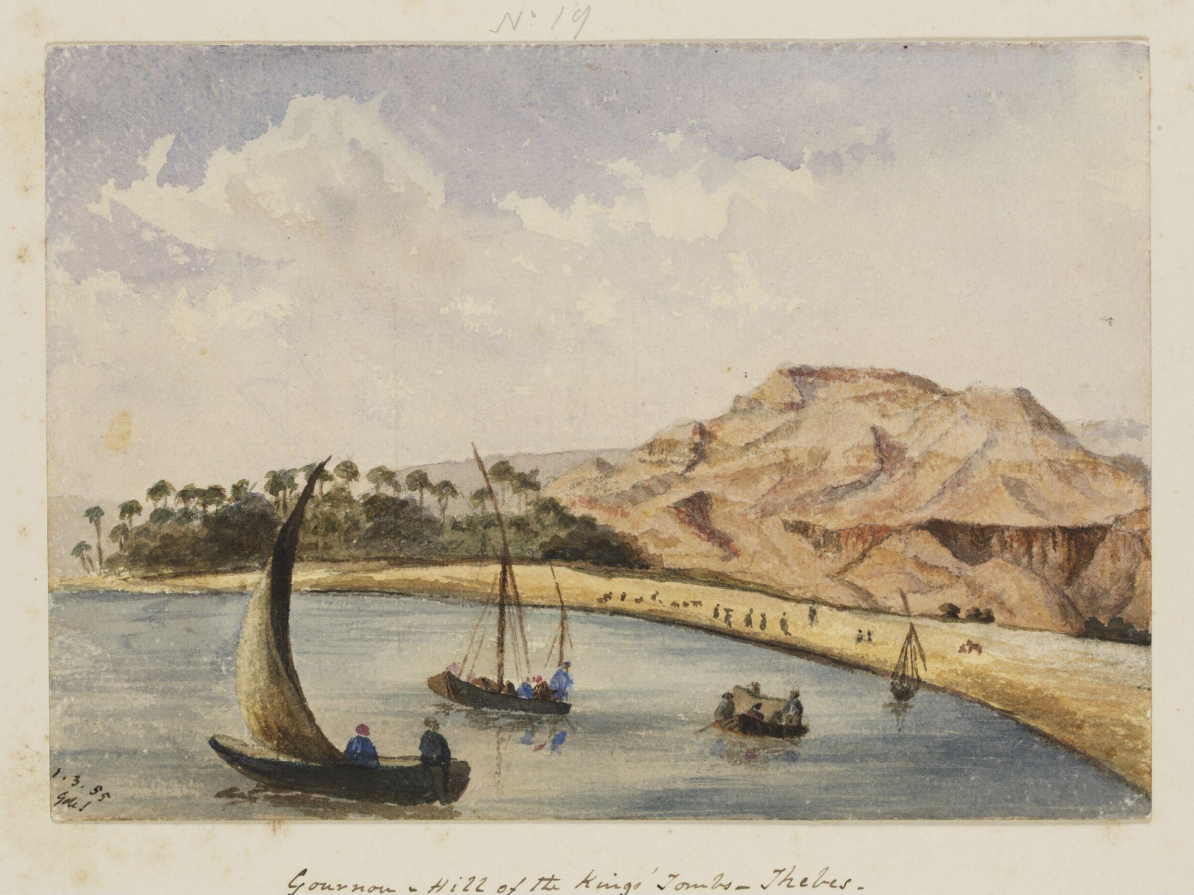 `Gournou & Hill of the Kings' Tombs - Thebes', George de Sausmarez, 1855