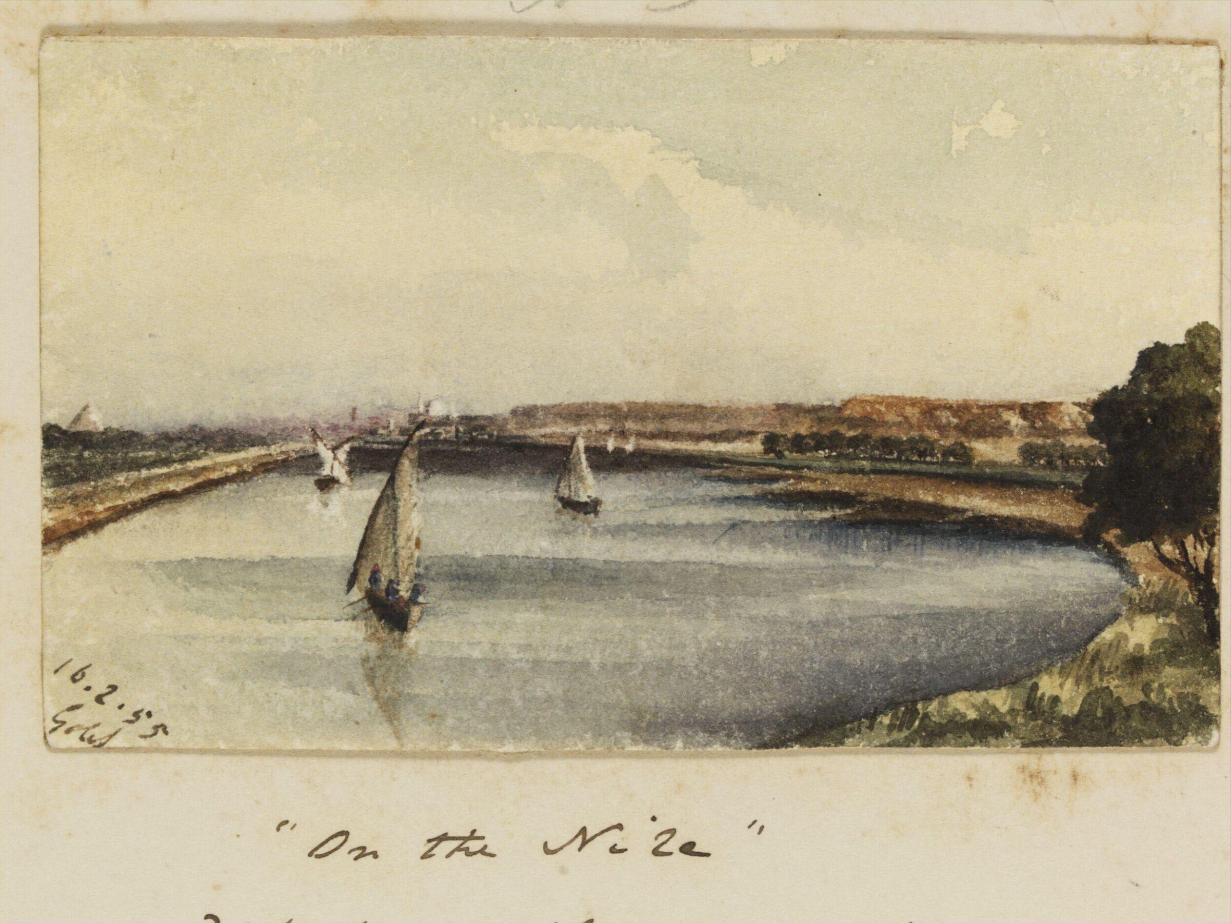 "On the Nile"  Distant view of Cairo & Grand Mosque', George de Sausmarez, 1855