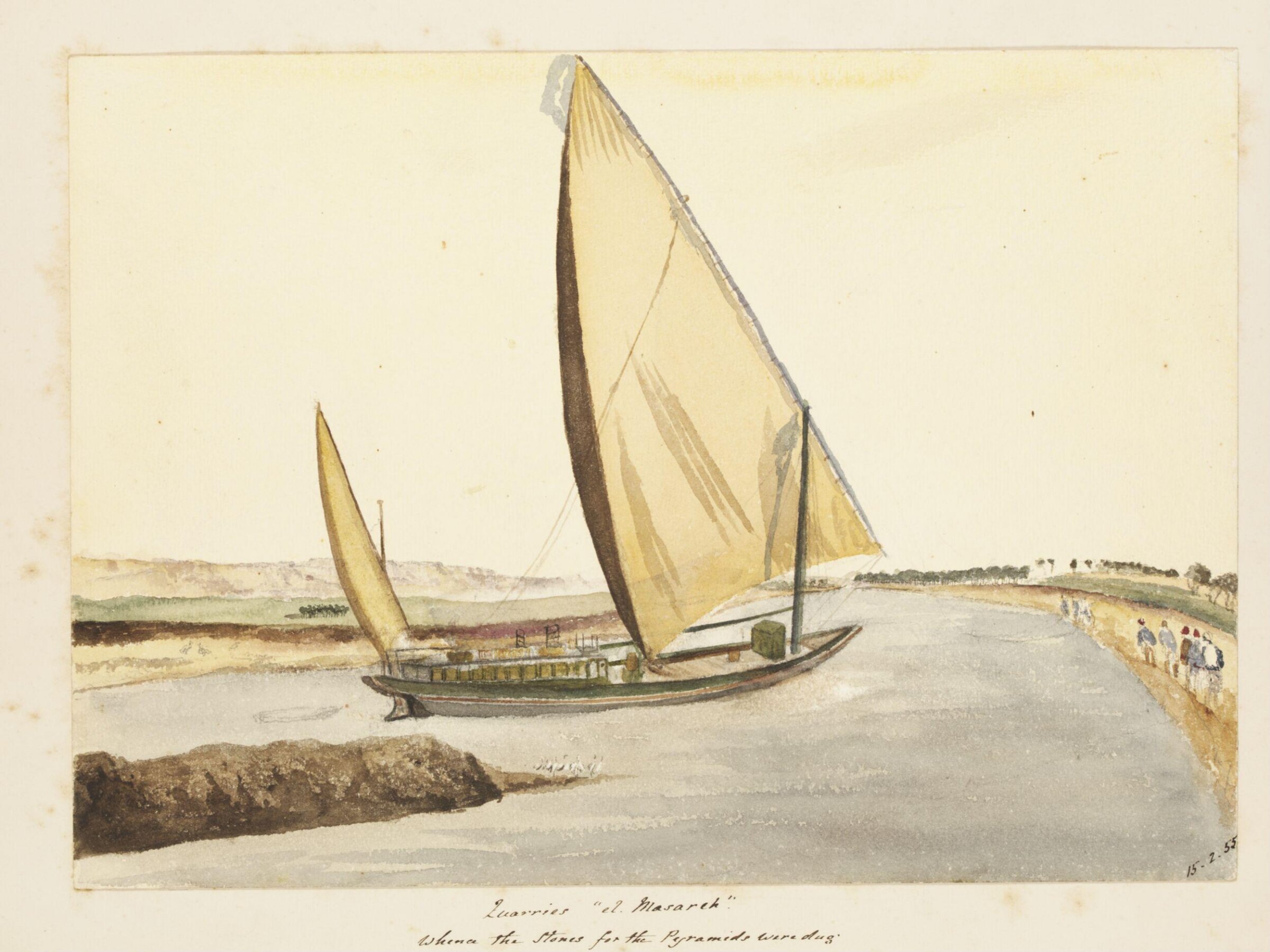 `Quarries "el. Masareh."  Whence the Stones for the Pyramids were dug.  On the Nile', George de Sausmarez, 1855