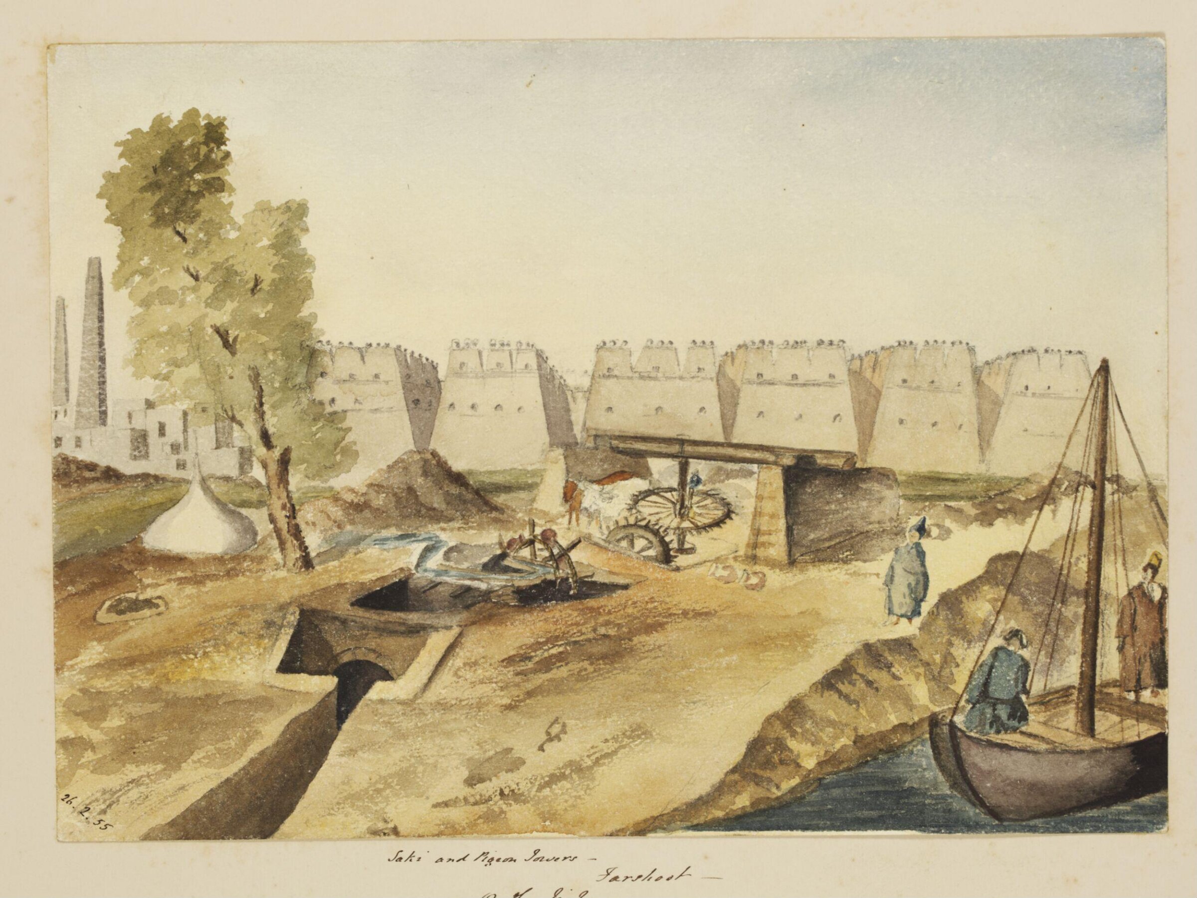 `Saki and Pigeon Towers - Farshoot - On the Nile', George de Sausmarez, 1855