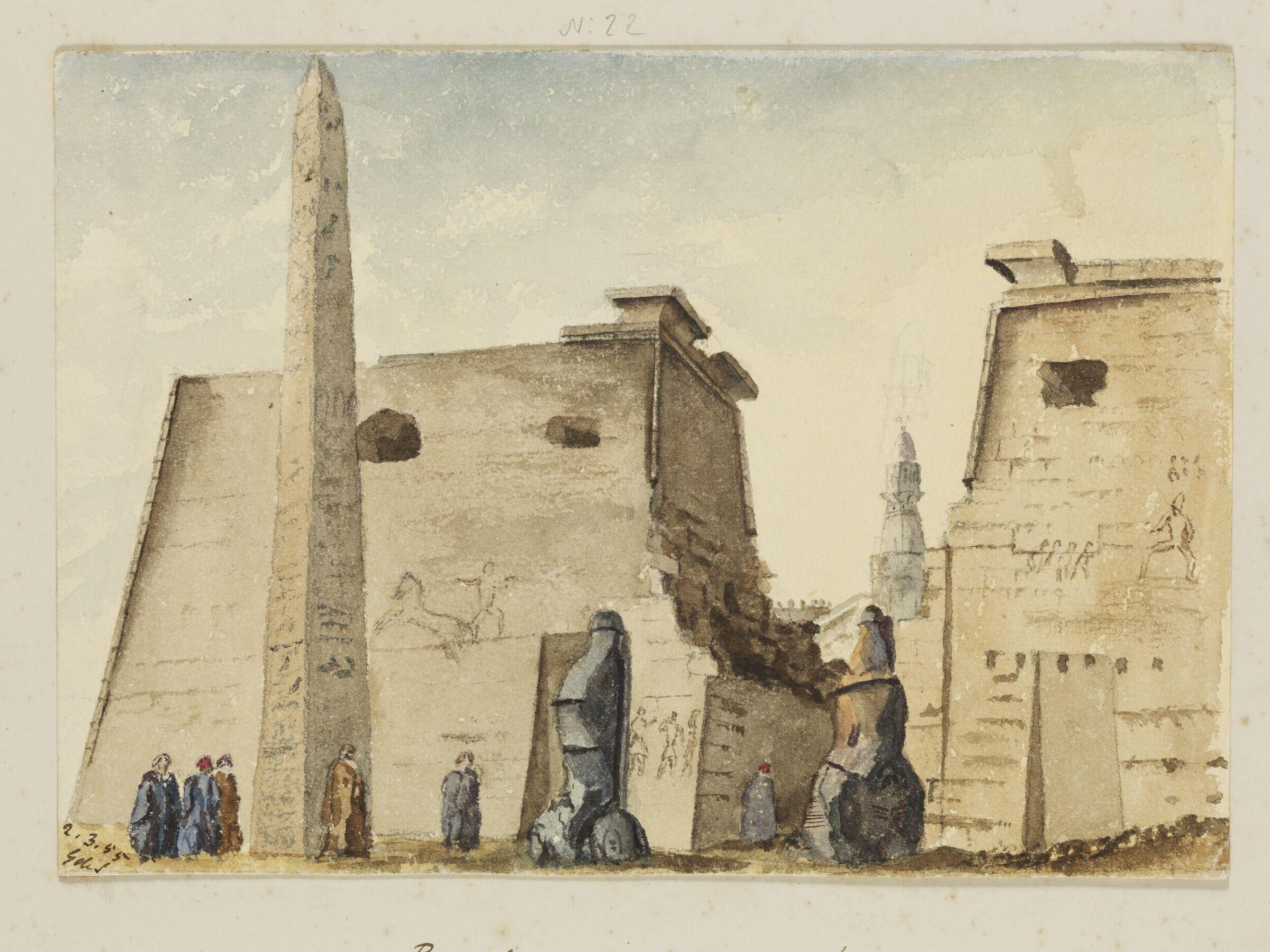 `Propyla of Great Temple.  Luxor, Thebaid', George de Sausmarez, 1855