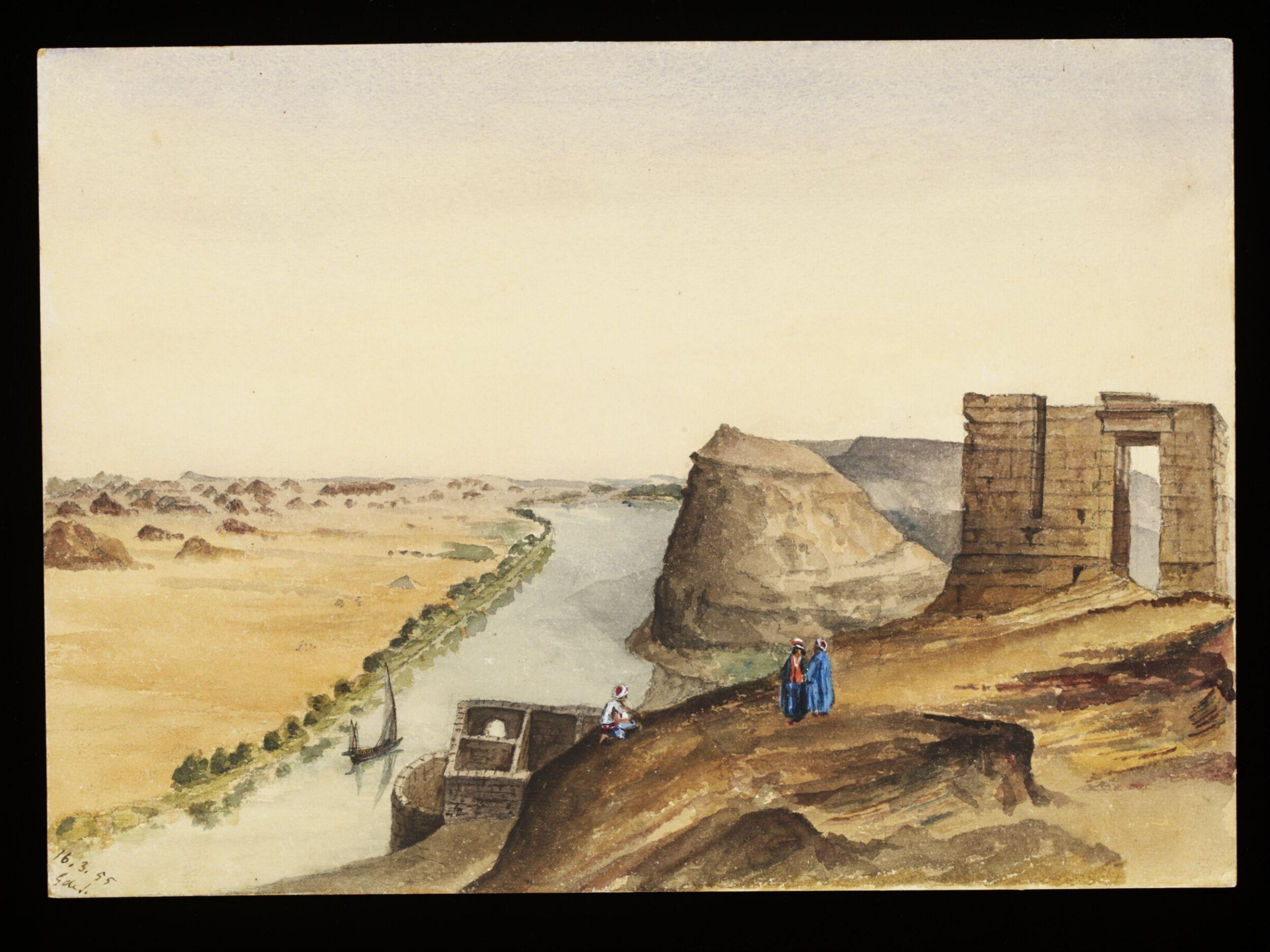 `Ibreem - The Ancient Castle of Premnis (parva)  Nubia.  Frontier Cantonment of the Romans  "On the Nile", George de Sausmarez, 1855