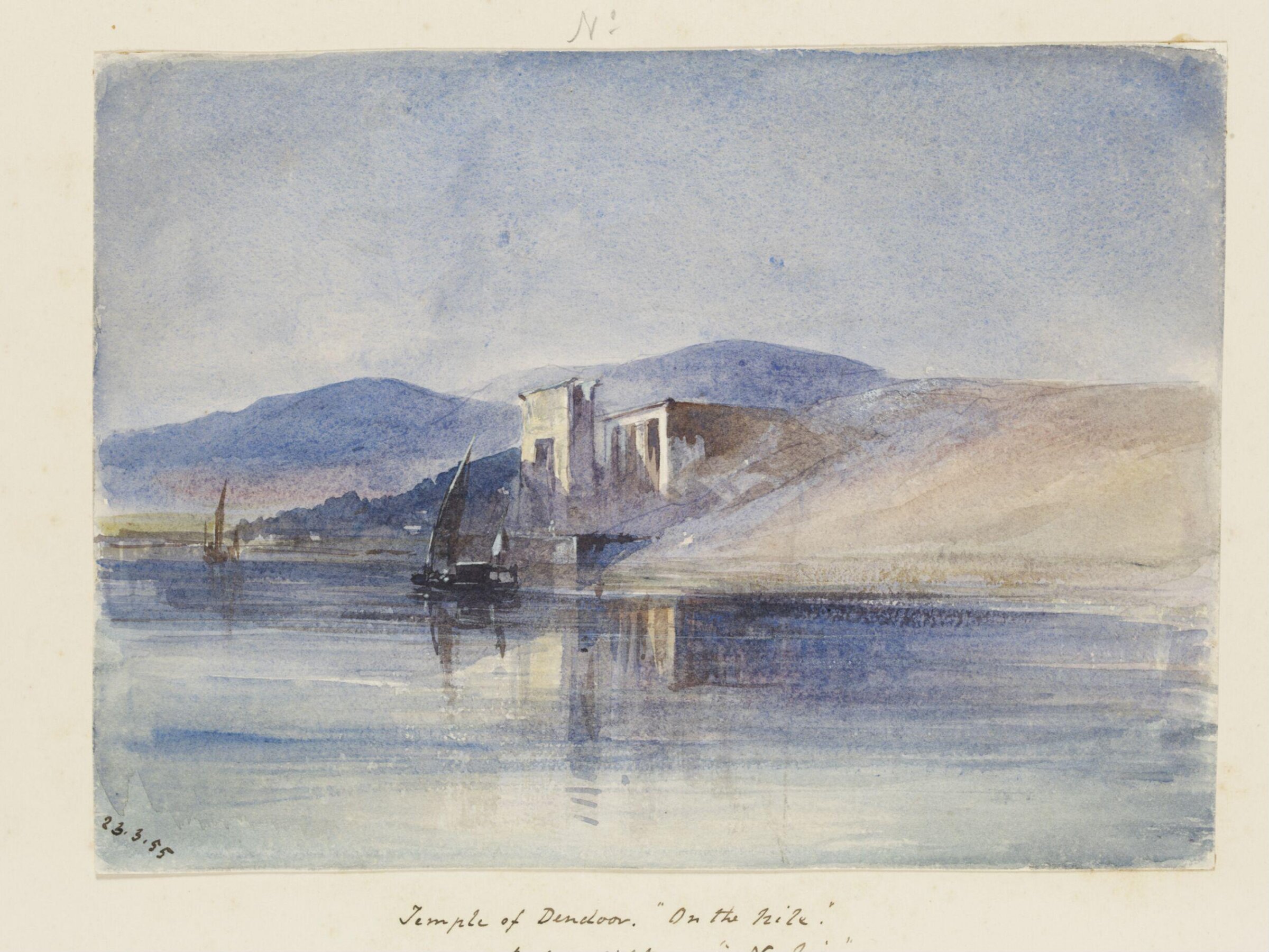 `Temple of Dendoor.  "On the Nile."  By Moonlight.  "Nubia", George de Sausmarez, 1855