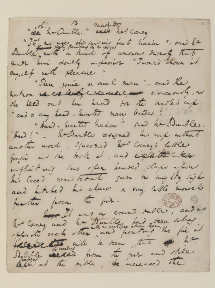 Original manuscript of Oliver Twist, or the parish boy's progress, by Charles Dickens, vol. 1 top image