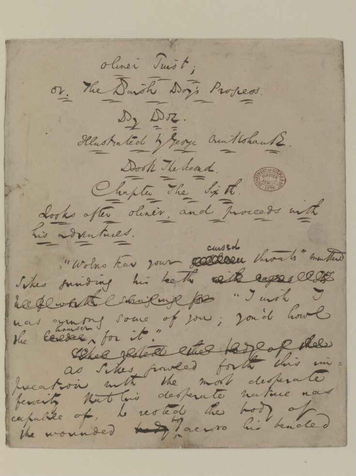 Original manuscript of Oliver Twist, or the parish boy's progress, by Charles Dickens, vol. 3 top image
