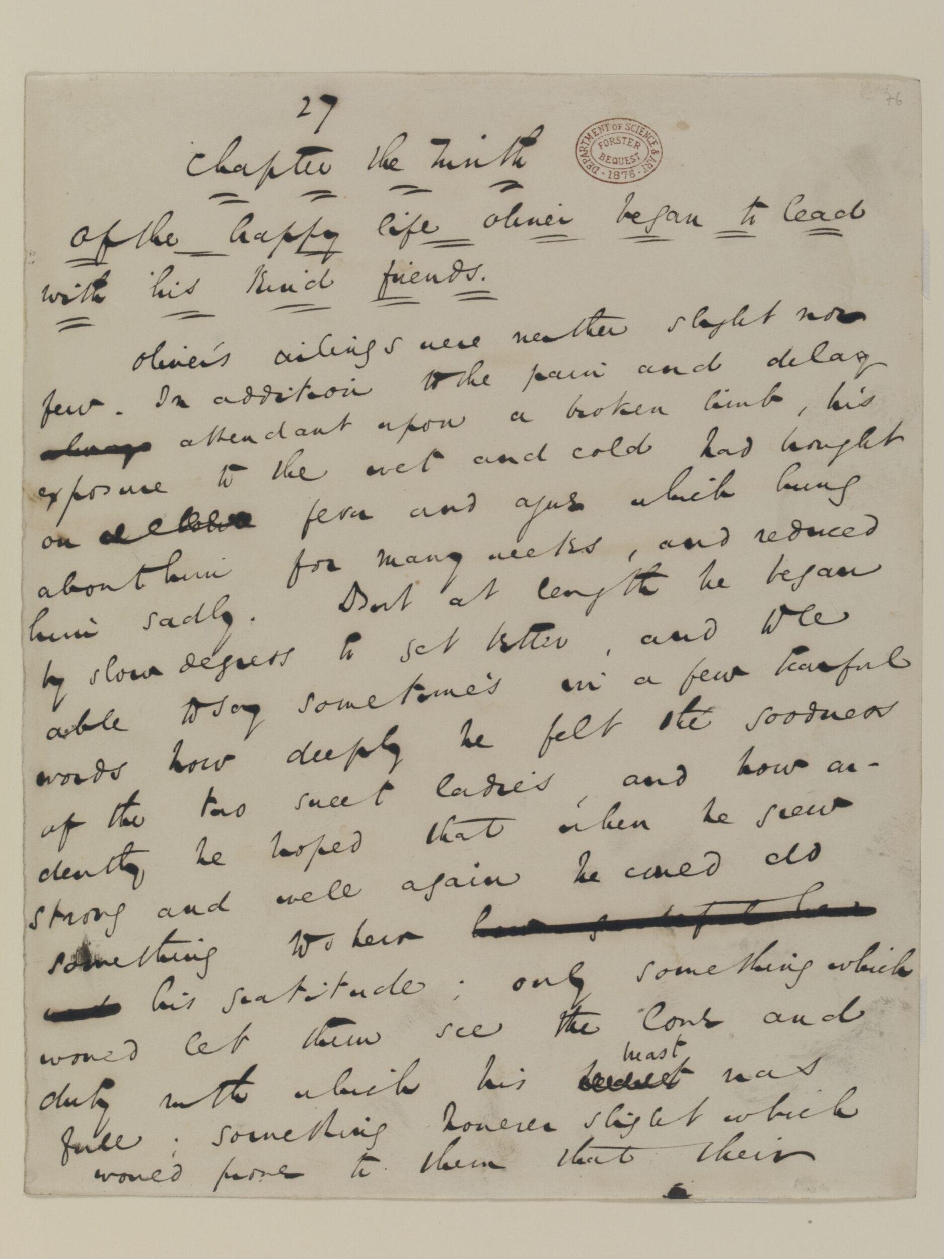 Original manuscript of Oliver Twist, or the parish boy's progress, by Charles Dickens, vol. 4