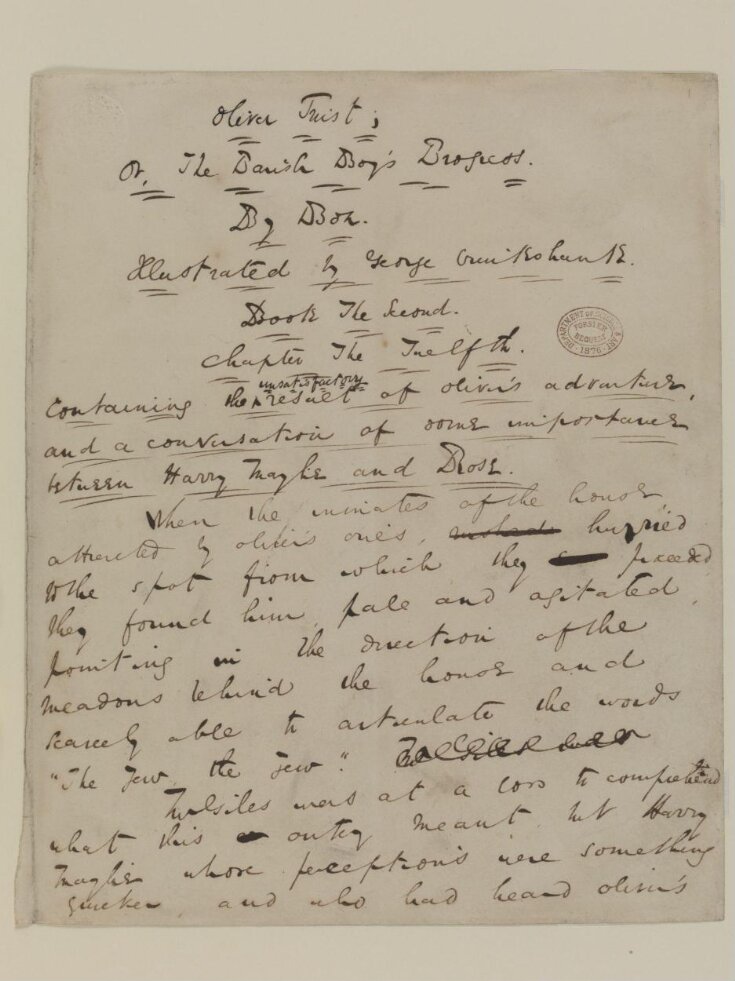 Original manuscript of Oliver Twist, or the parish boy's progress, by Charles Dickens, vol. 5-6 top image