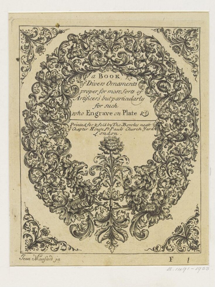 Livre de divers ornements d'orfévrerie fait par Jean Mussard, 1673 top image
