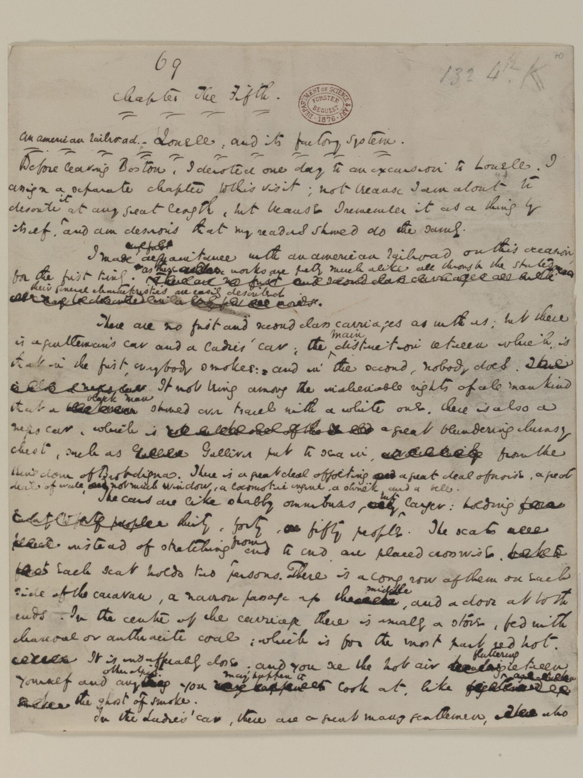 Original manuscript of American notes, vol. 2, by Charles Dickens