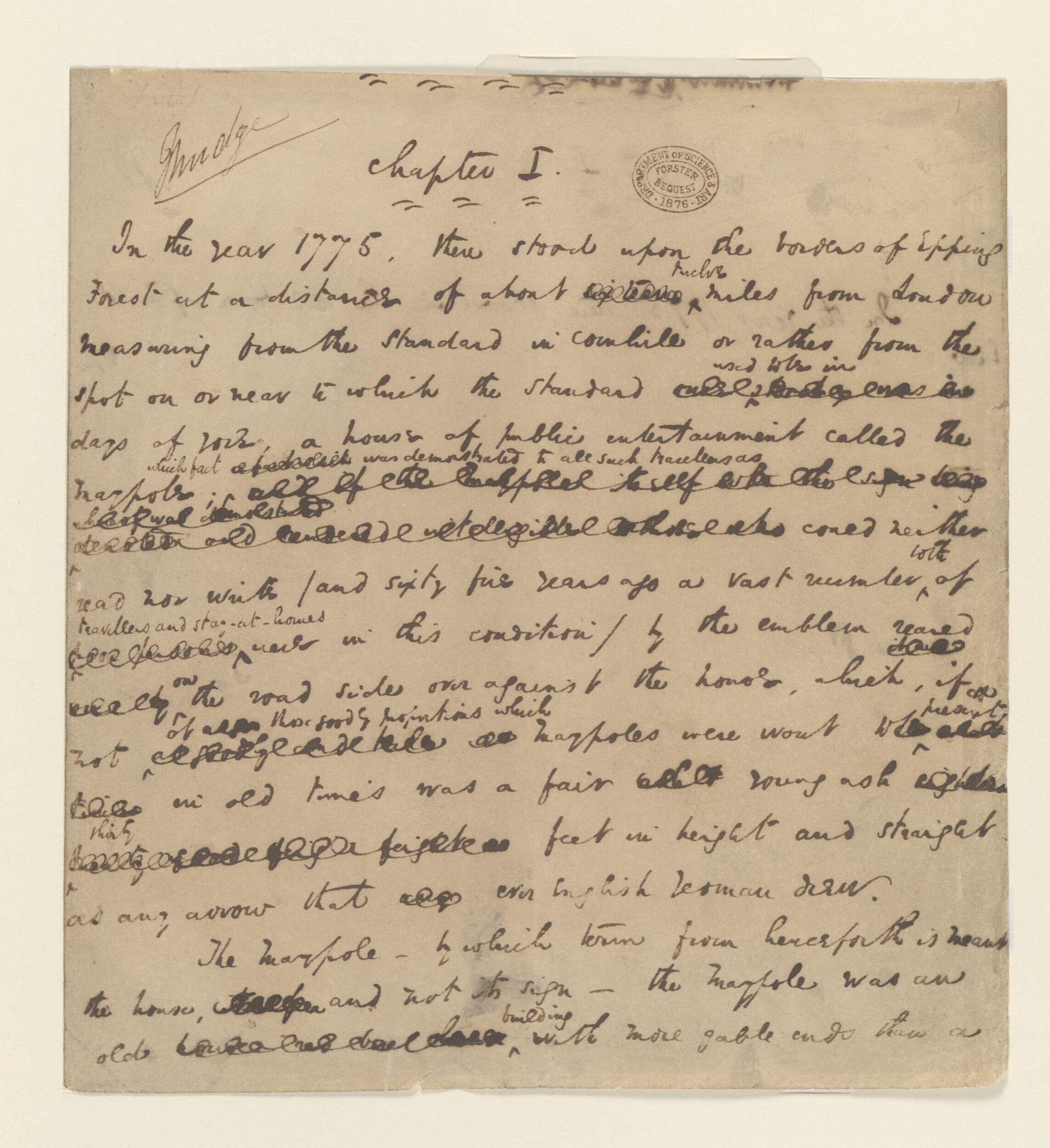 Original manuscript of Barnaby Rudge, vol. 1
