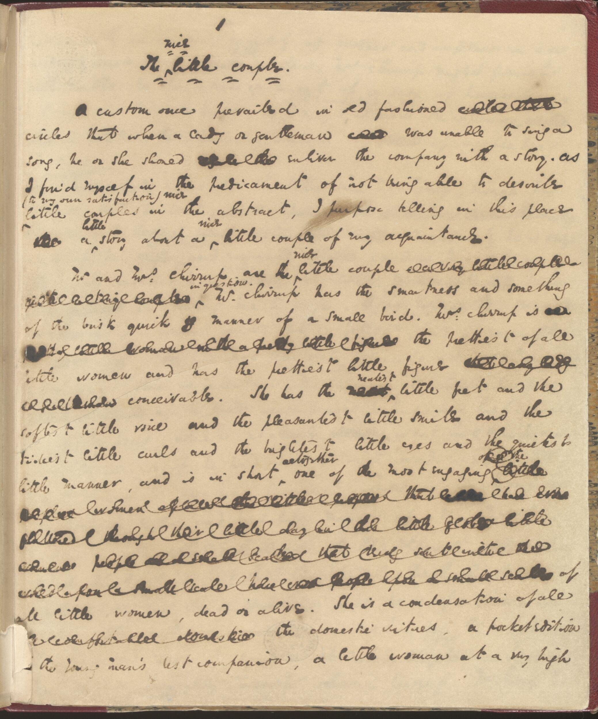 Original manuscript of Sketches of young couples, by Charles Dickens
