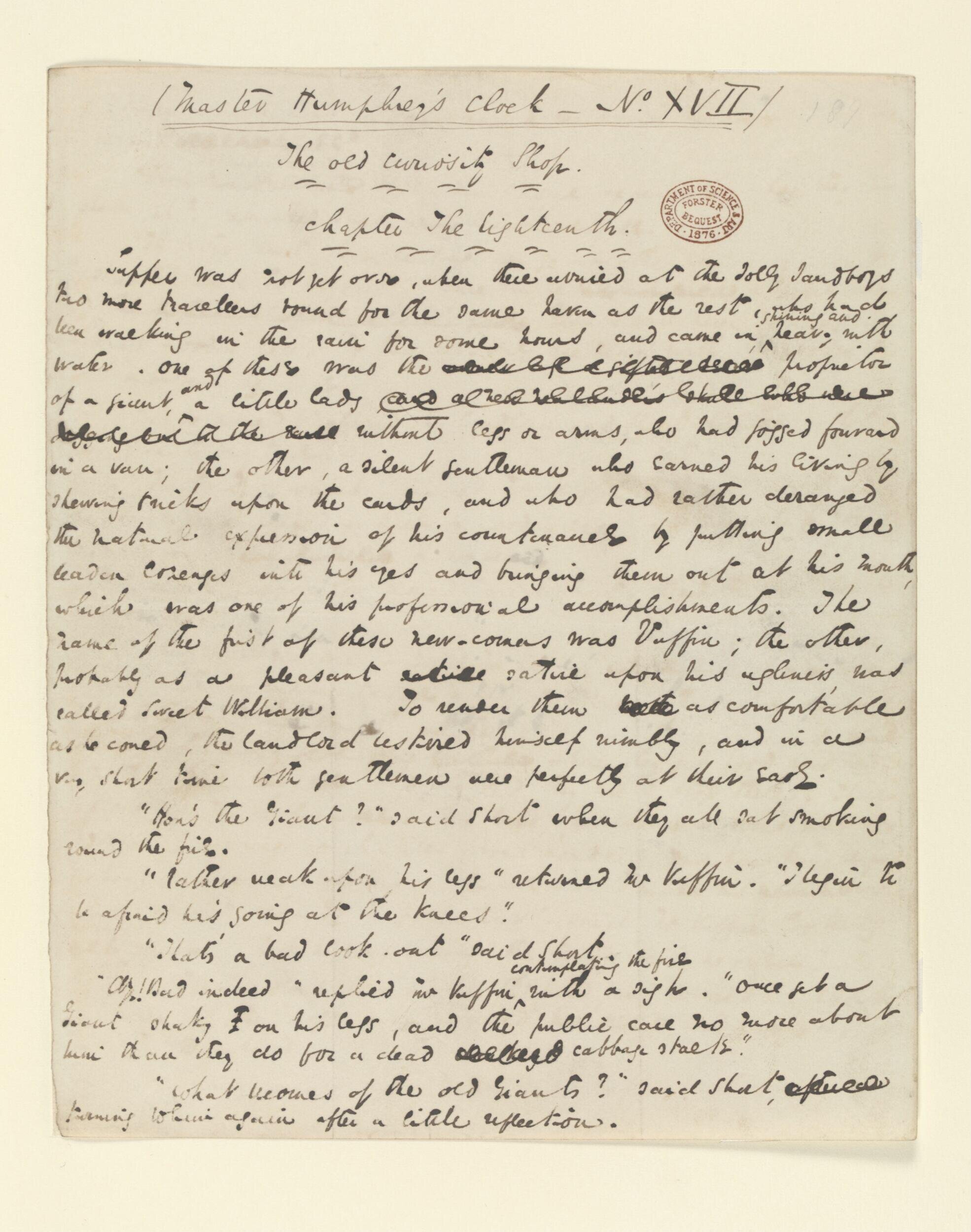 Original manuscript of The Old Curiosity Shop, vol. 3