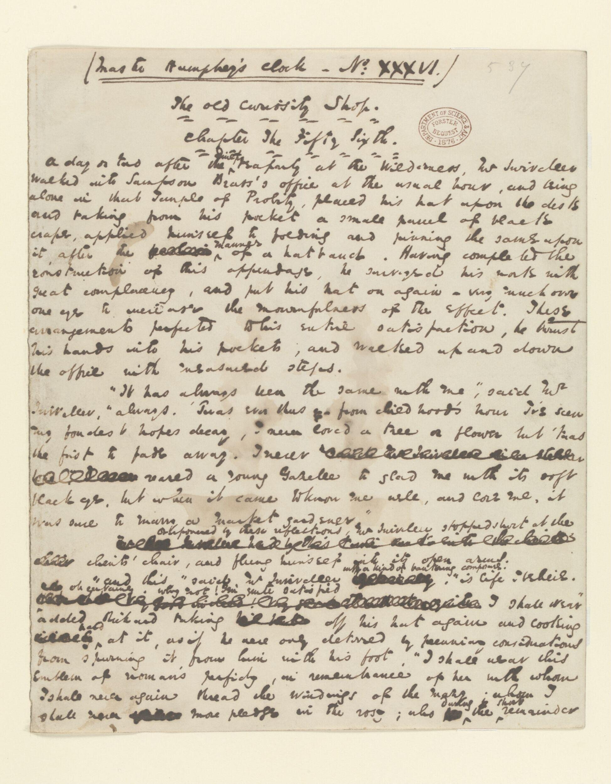 Original manuscript of The Old Curiosity Shop, vol. 7