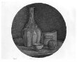Large circular still life with a bottle and three objects thumbnail 2