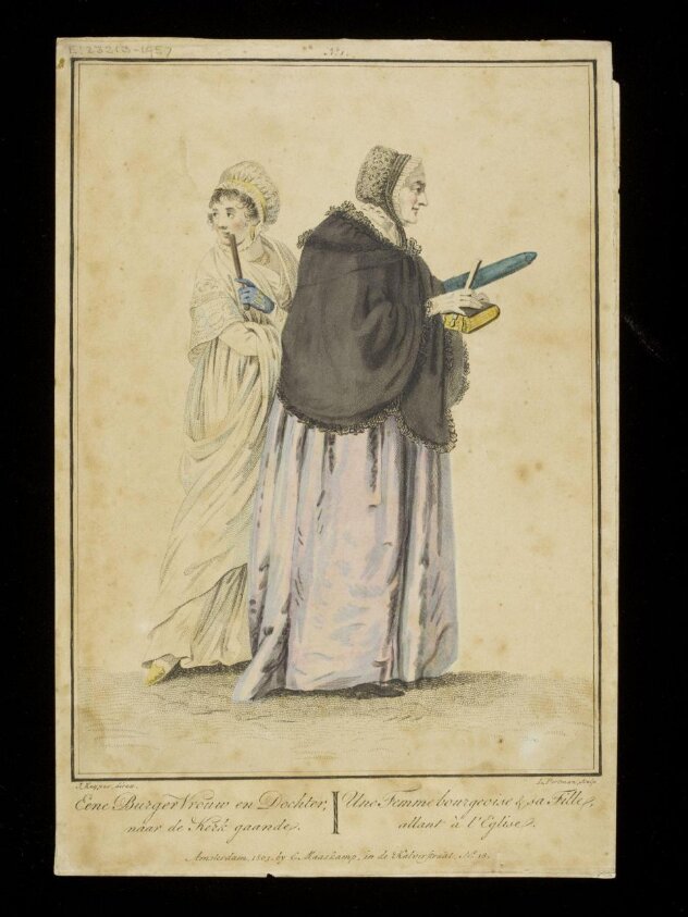 Une Femme bourgeoise & sa Fille, allant à l'Eglise (1803-1805) by Christiaan Julius Lodewijk Portman