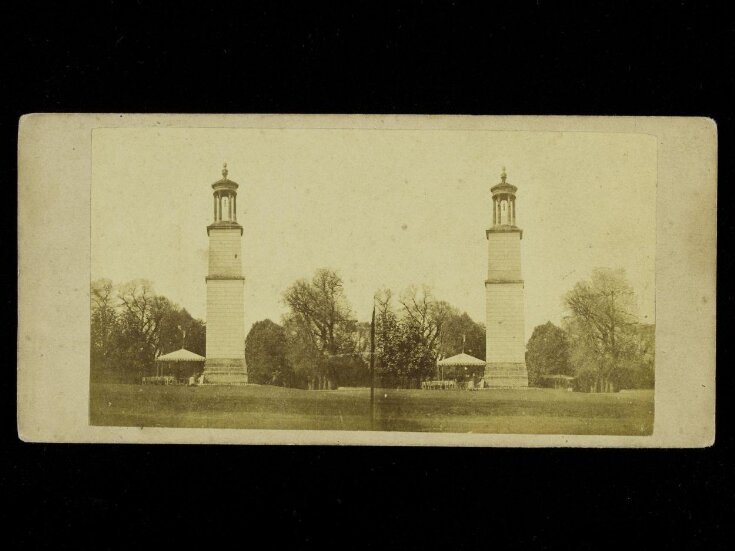 Stereoscopic photograph of a monument or bell-tower top image