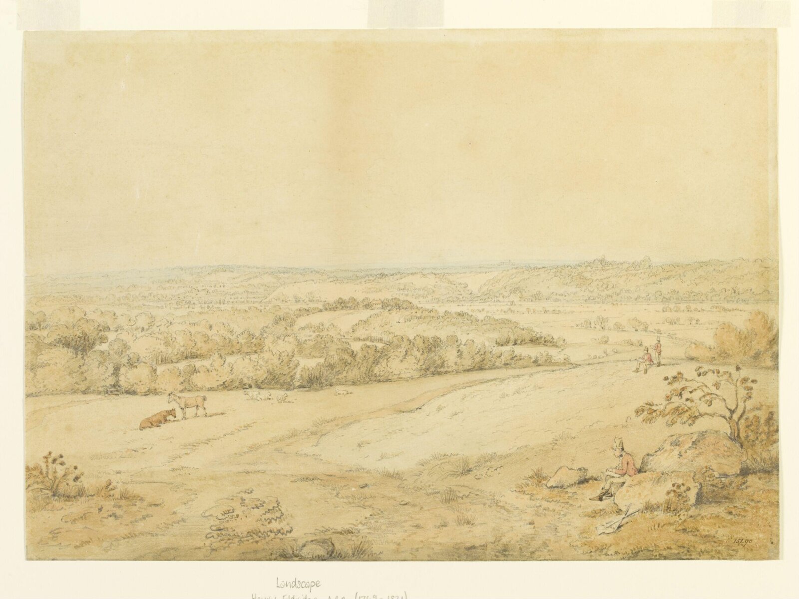 Landscape with soldiers sketching, Henry Edridge, ca. 1790-1820