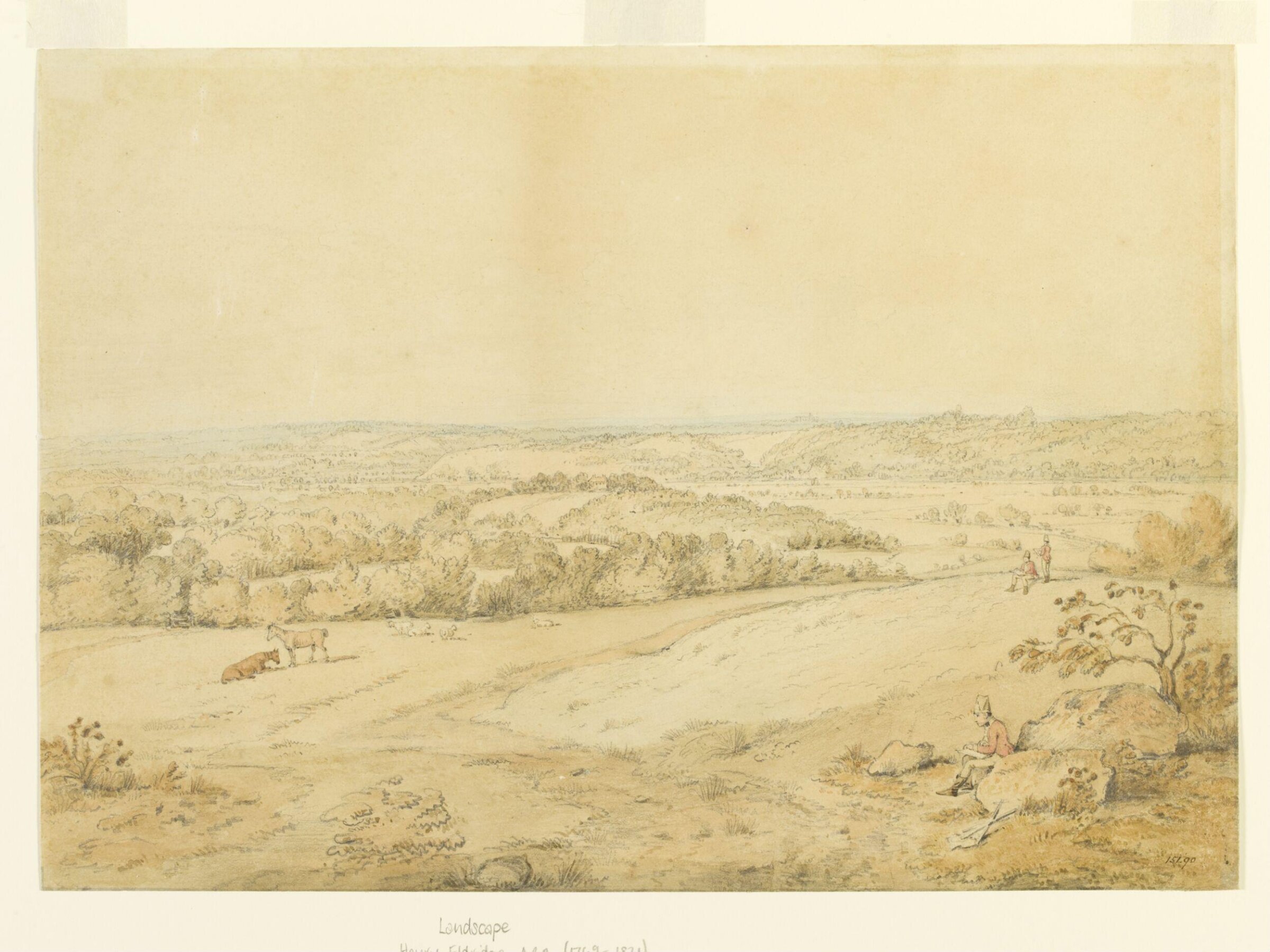 Landscape with soldiers sketching, Henry Edridge, ca. 1790-1820