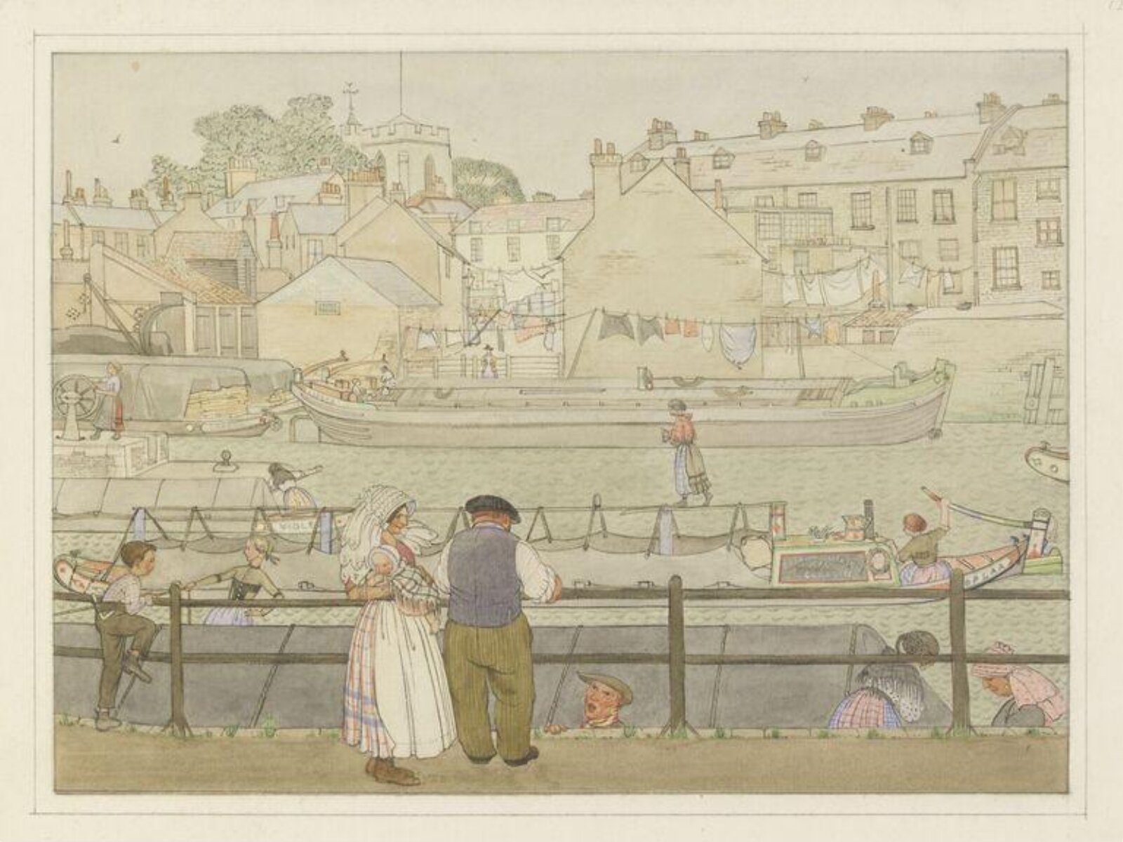 Barges going through the Lock, Brentford, Muriel E.T. Asprey, 1973