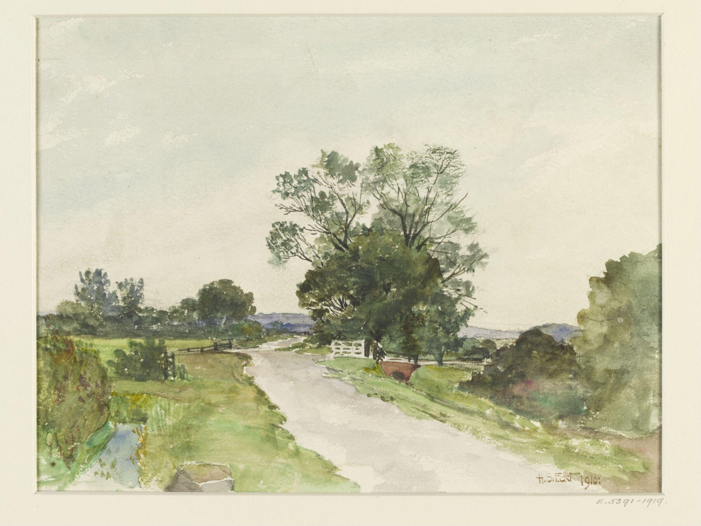 Landscape with road in flat country, Hubert Springford East, 1910