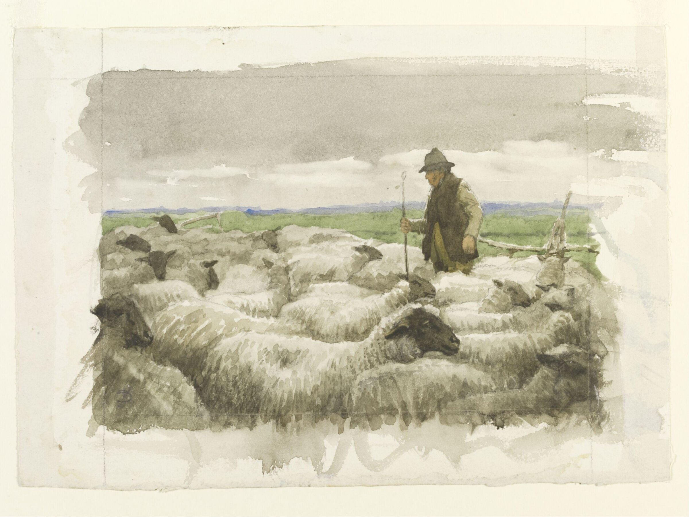 Shepherd and Sheep, John Robert Keitley Duff, ca. 1920