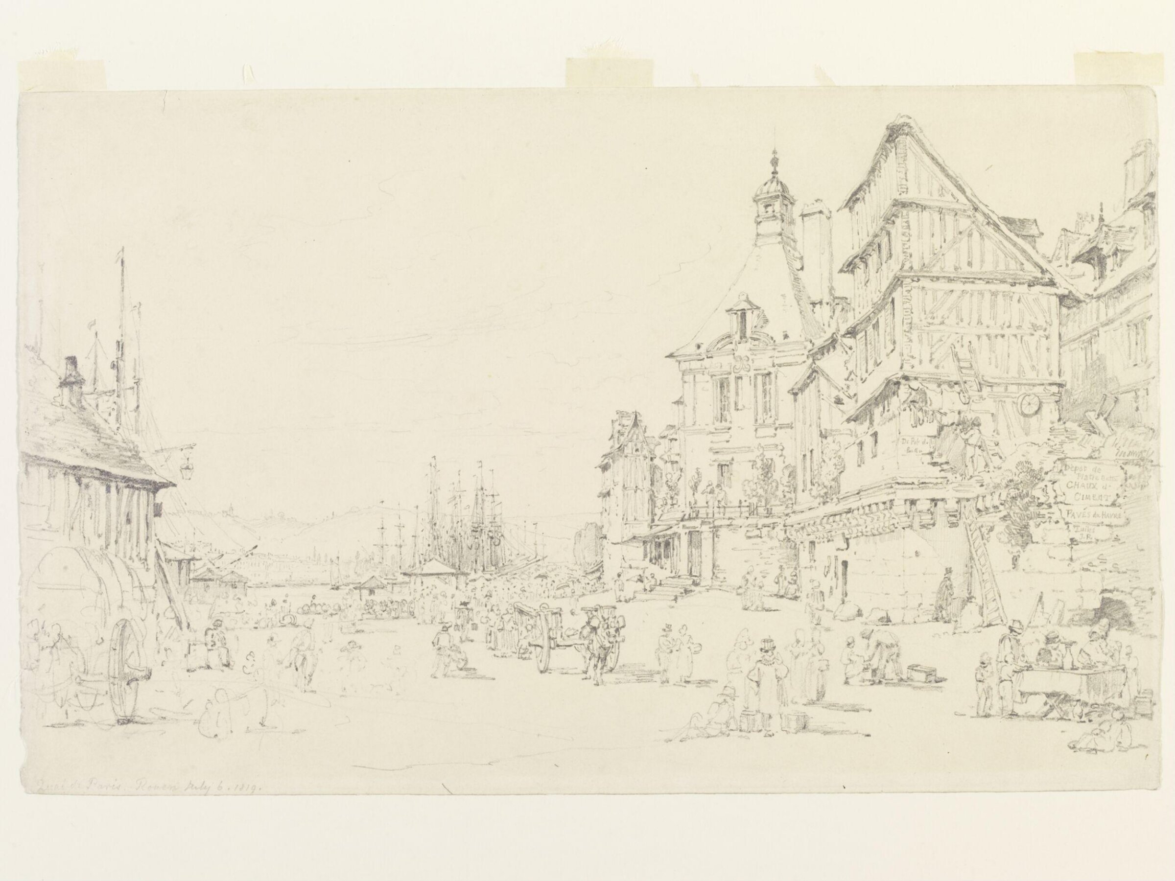 Rouen, Quai de Paris, Henry Edridge, 1819