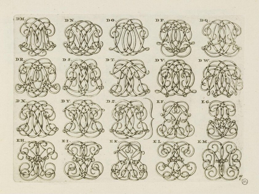 Nieuw Saamgevlogte Naam-Letters. Uytgegeven te Amsterdam by Hendrick de Leth, in de Visser (1725-1735) by Hendrik de Leth